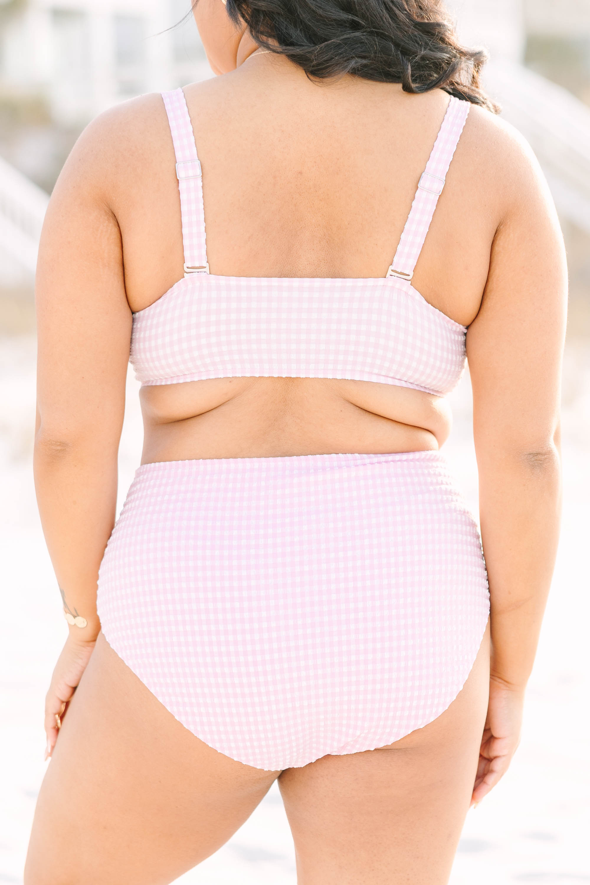 Sunday Sweetheart Swim Top, Pink Gingham