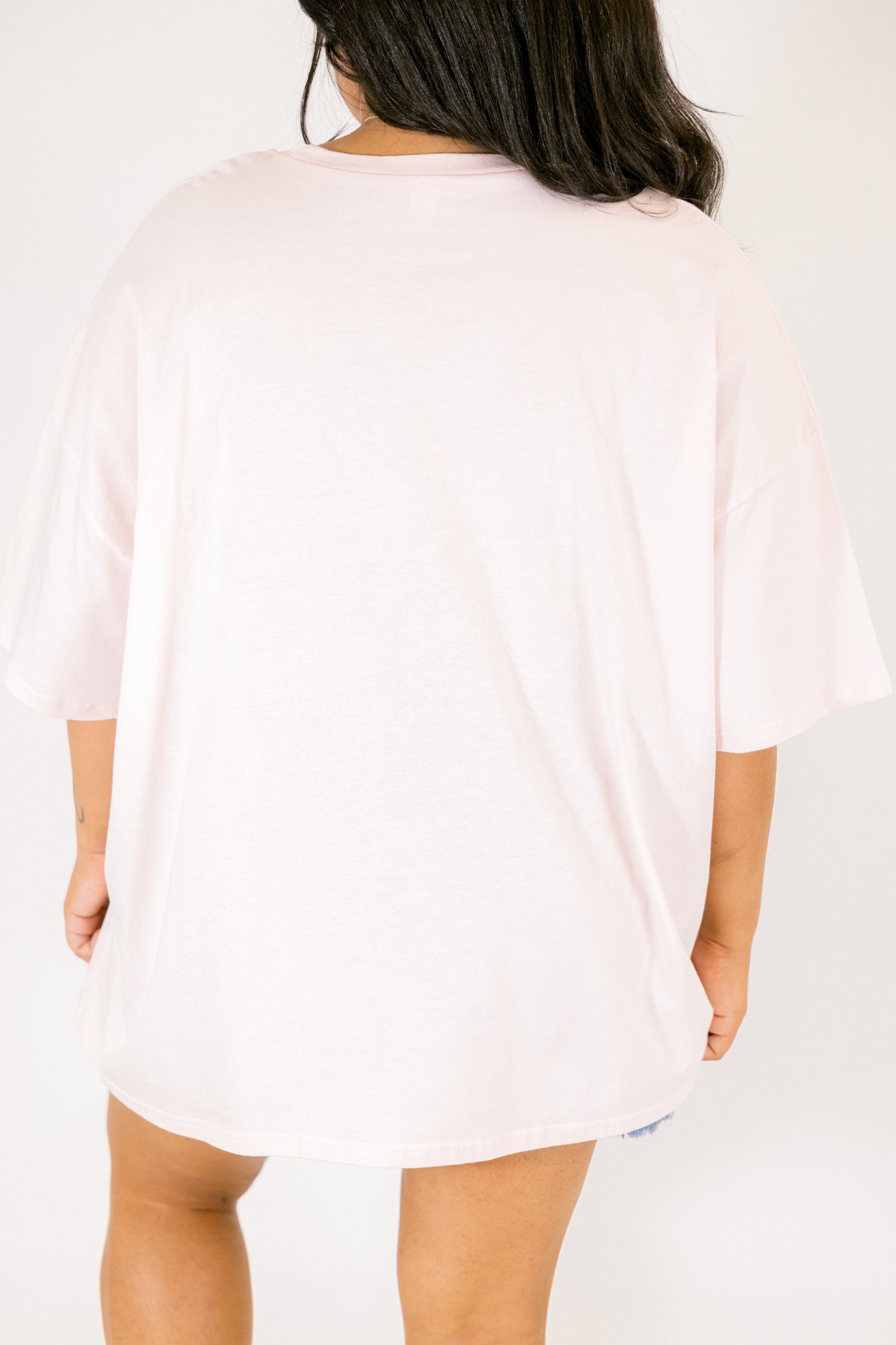 Sunny Club Boyfriend Tee, Cream Pink