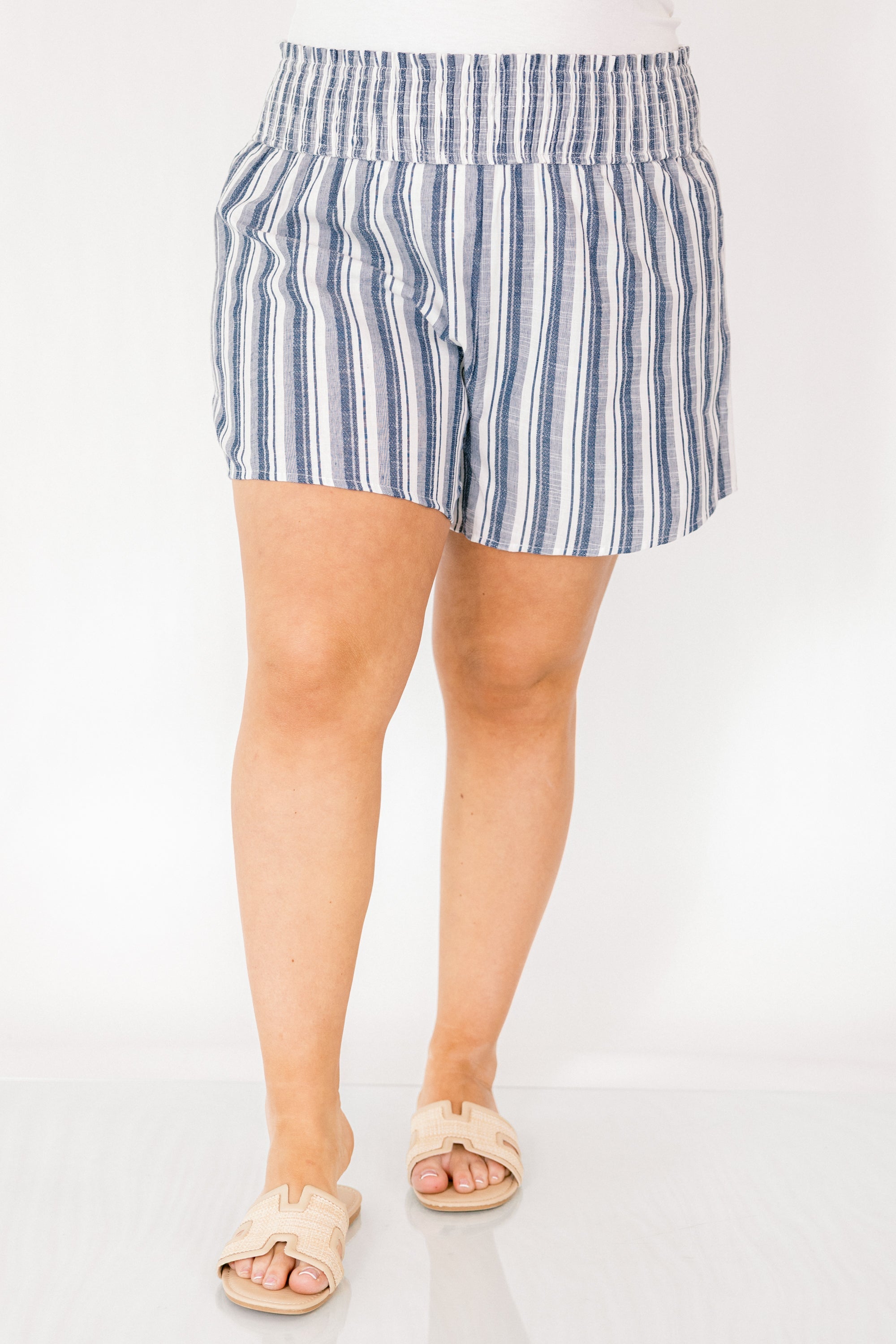 Sunrise Walk On The Beach Shorts, Blue Stripe