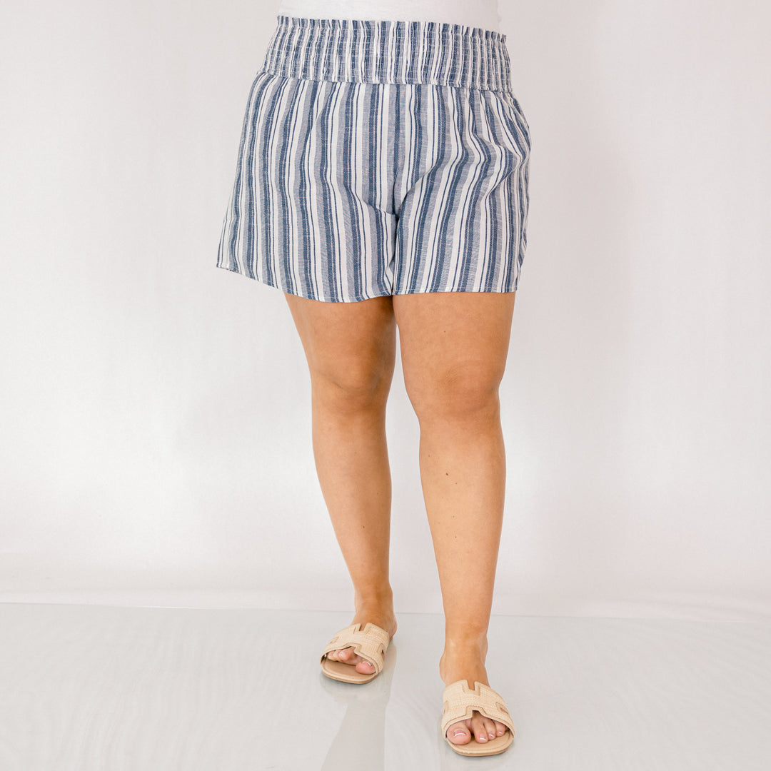 Sunrise Walk On The Beach Shorts, Blue Stripe