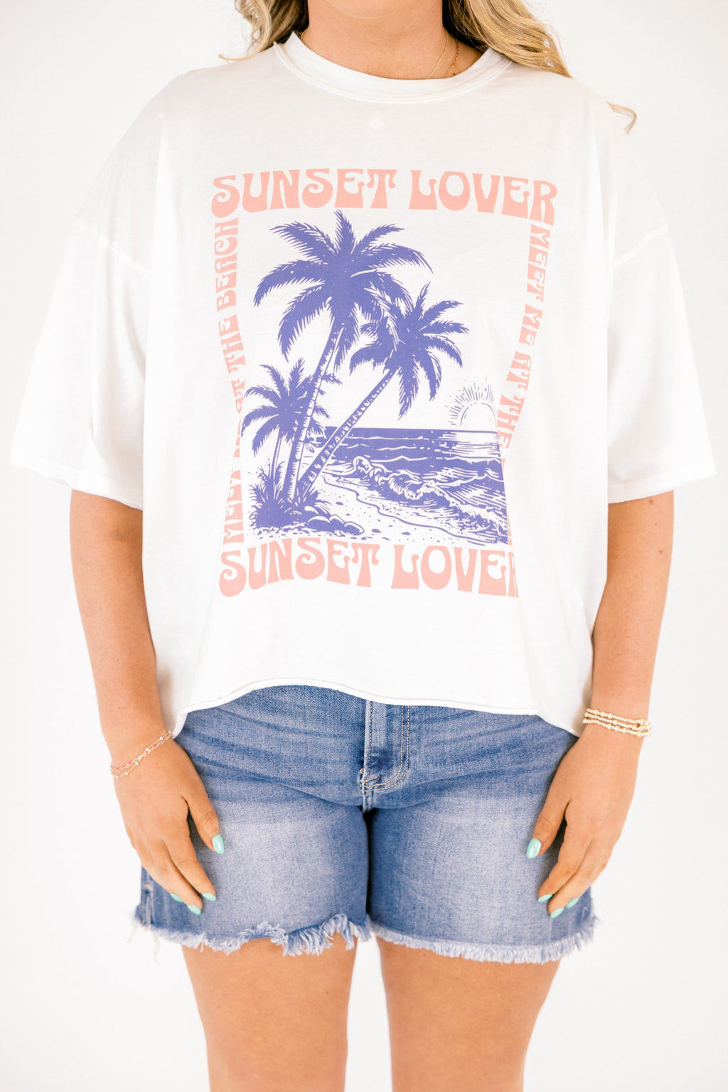 Sunset Lover Vintage Wash Tee, White