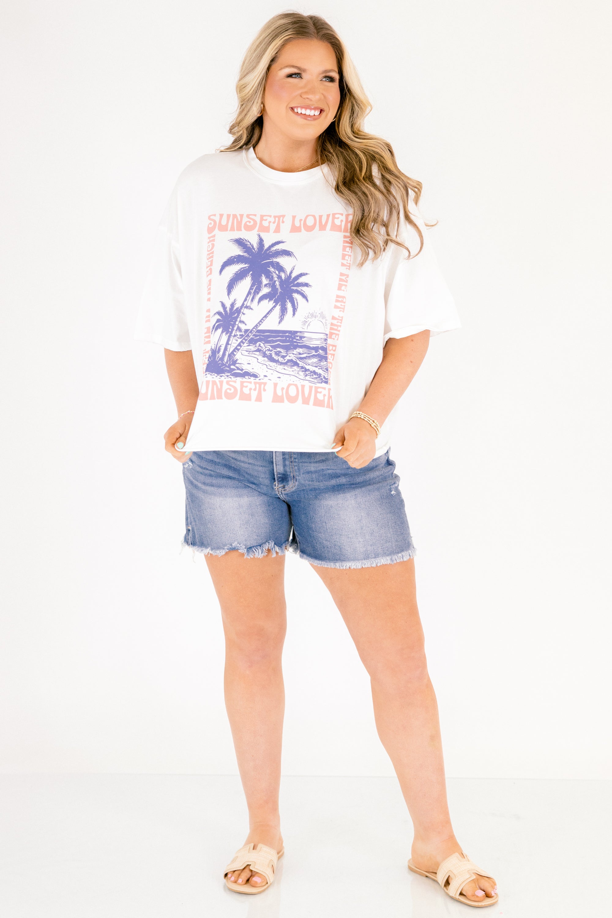 Sunset Lover Vintage Wash Tee, White