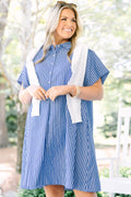 Sweet Breeze Dress, Navy Stripe