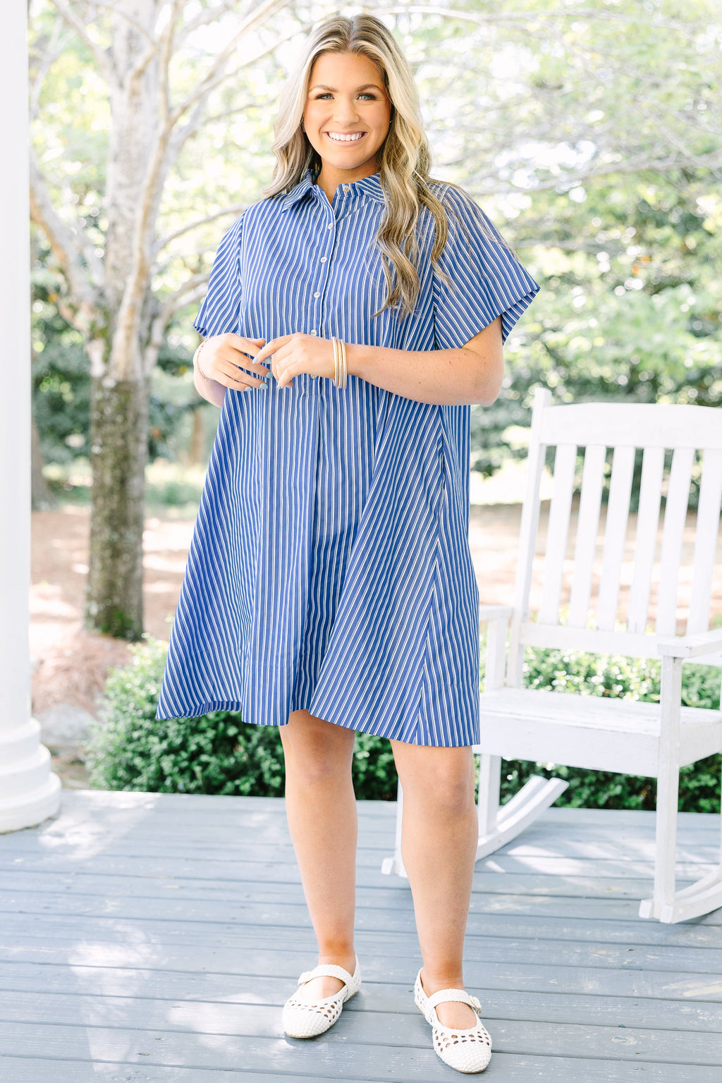 Sweet Breeze Dress, Navy Stripe