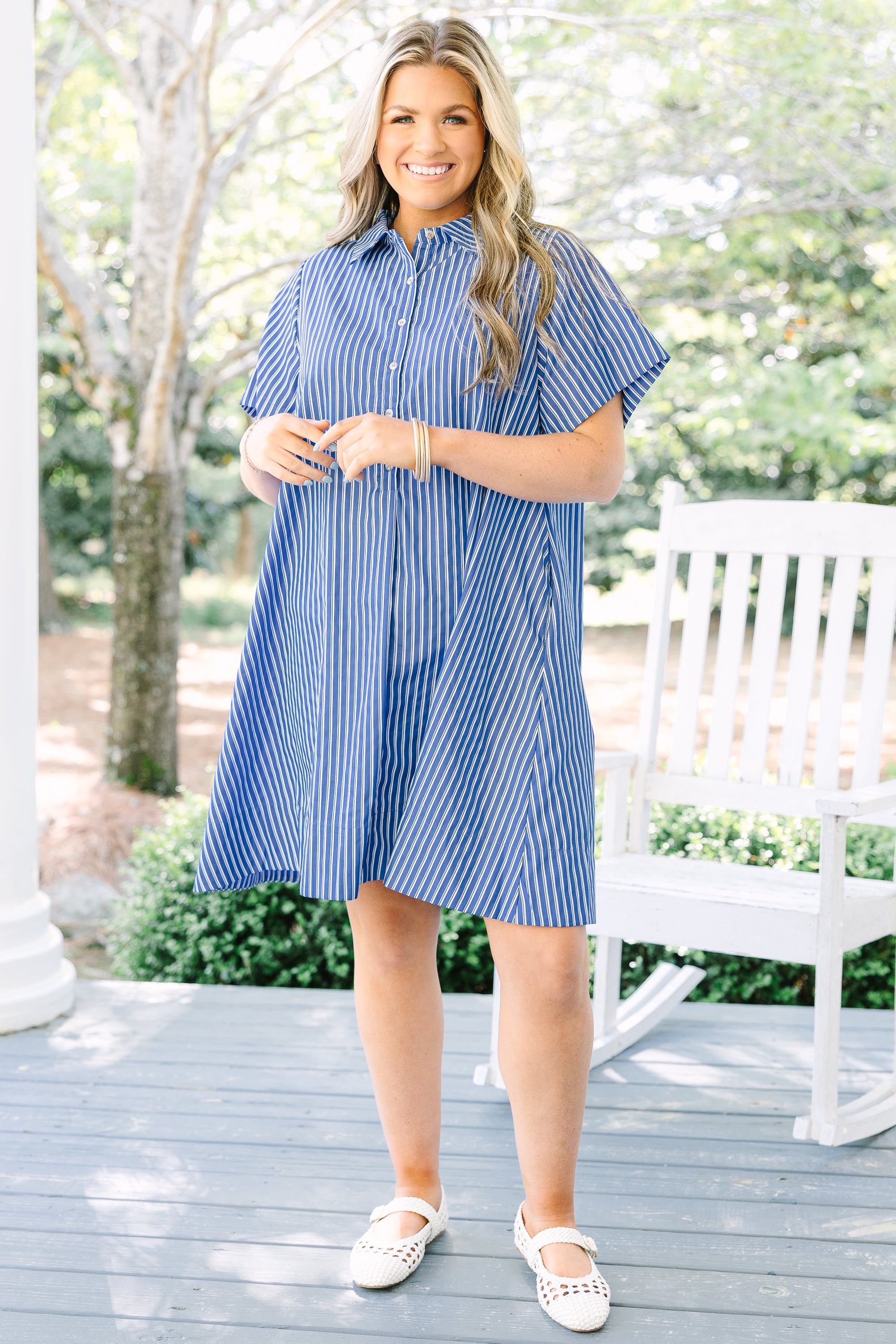 Sweet Breeze Dress, Navy Stripe