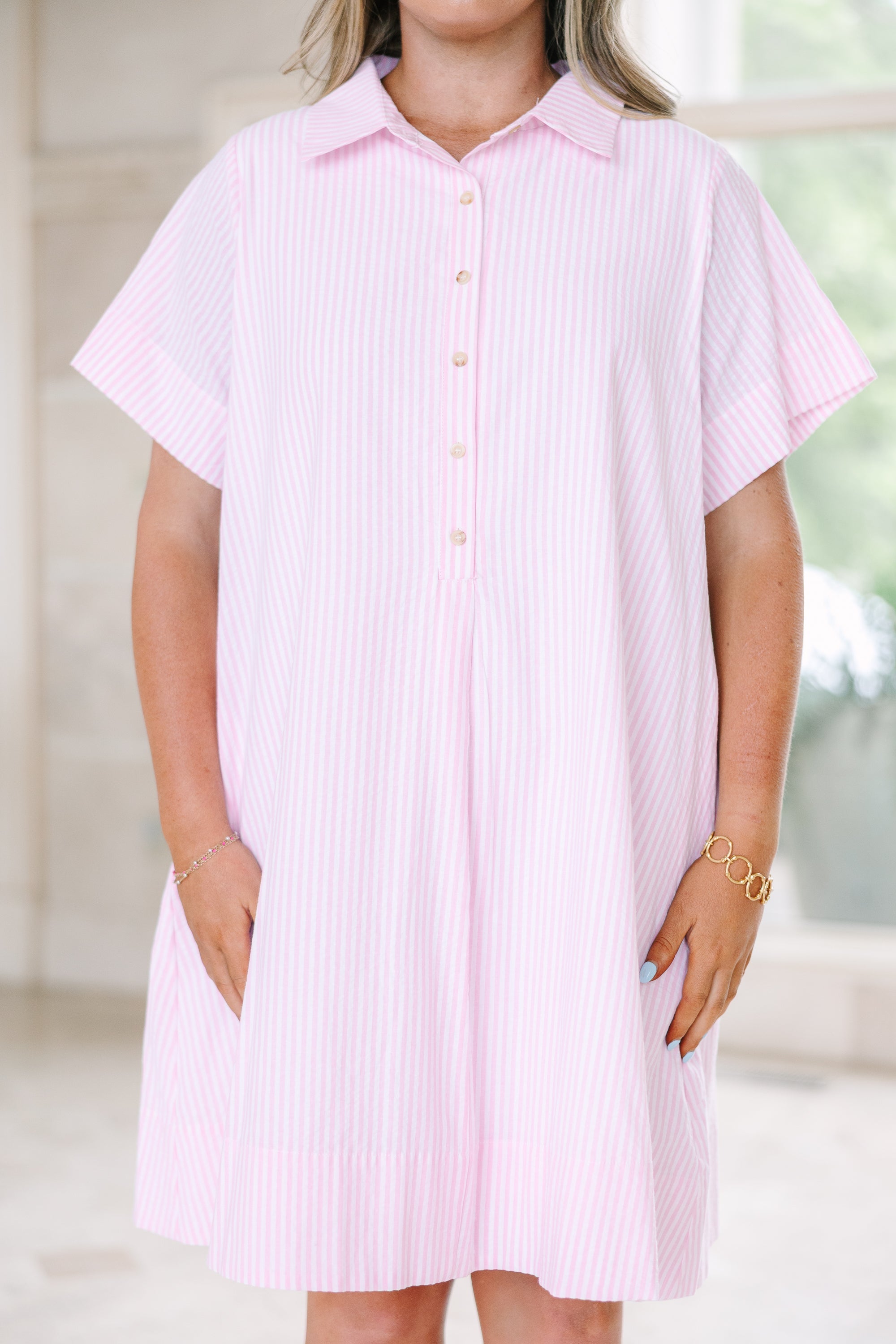 Sweet Breeze Dress, Pink Stripe