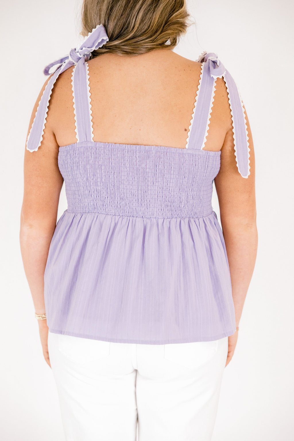 Sweetheart Gameday Babydoll Tank, Lilac-White