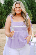 Sweetheart Gameday Babydoll Tank, Lilac-White