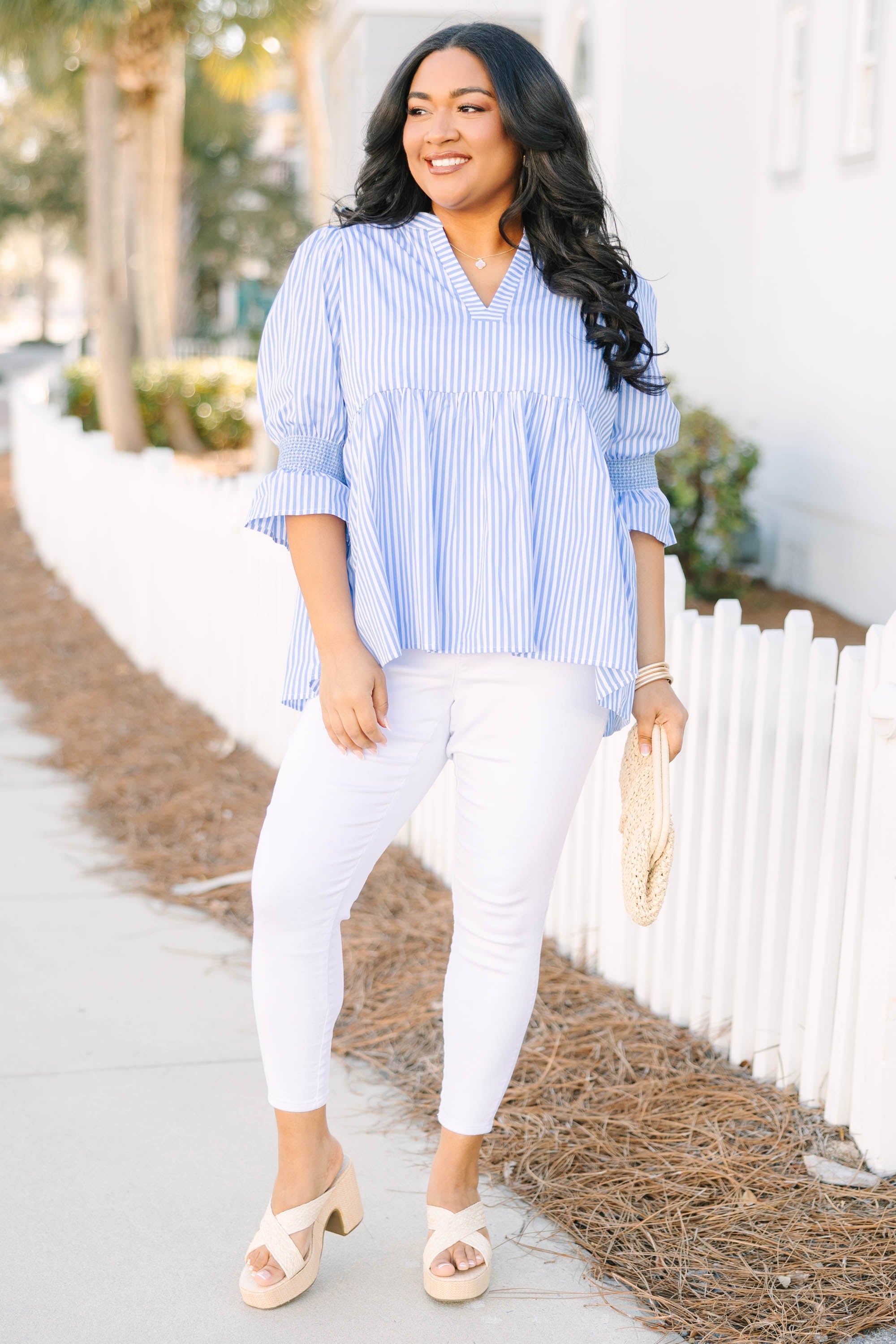 Sweet Horizon Top, Blue Stripe