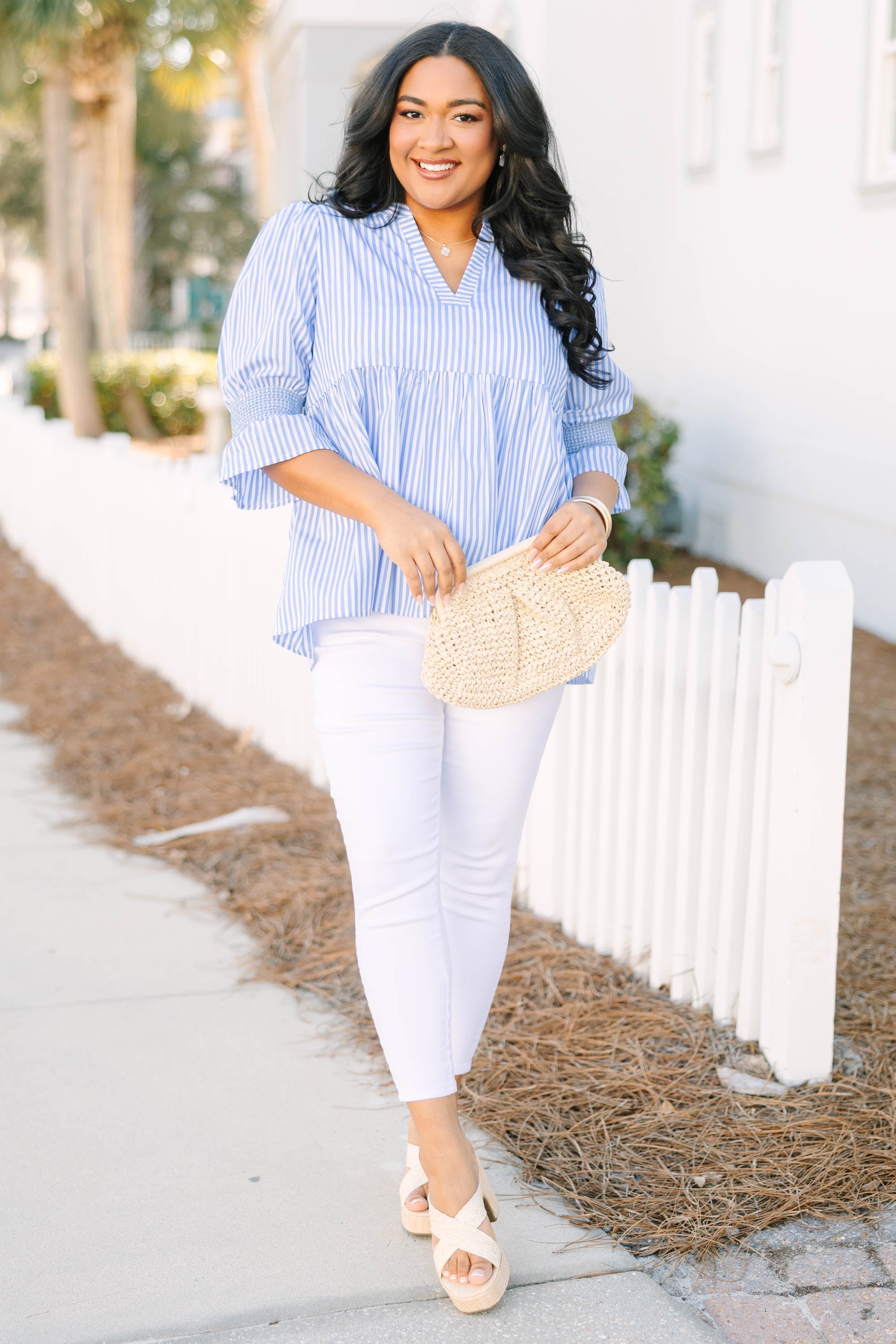Sweet Horizon Top, Blue Stripe