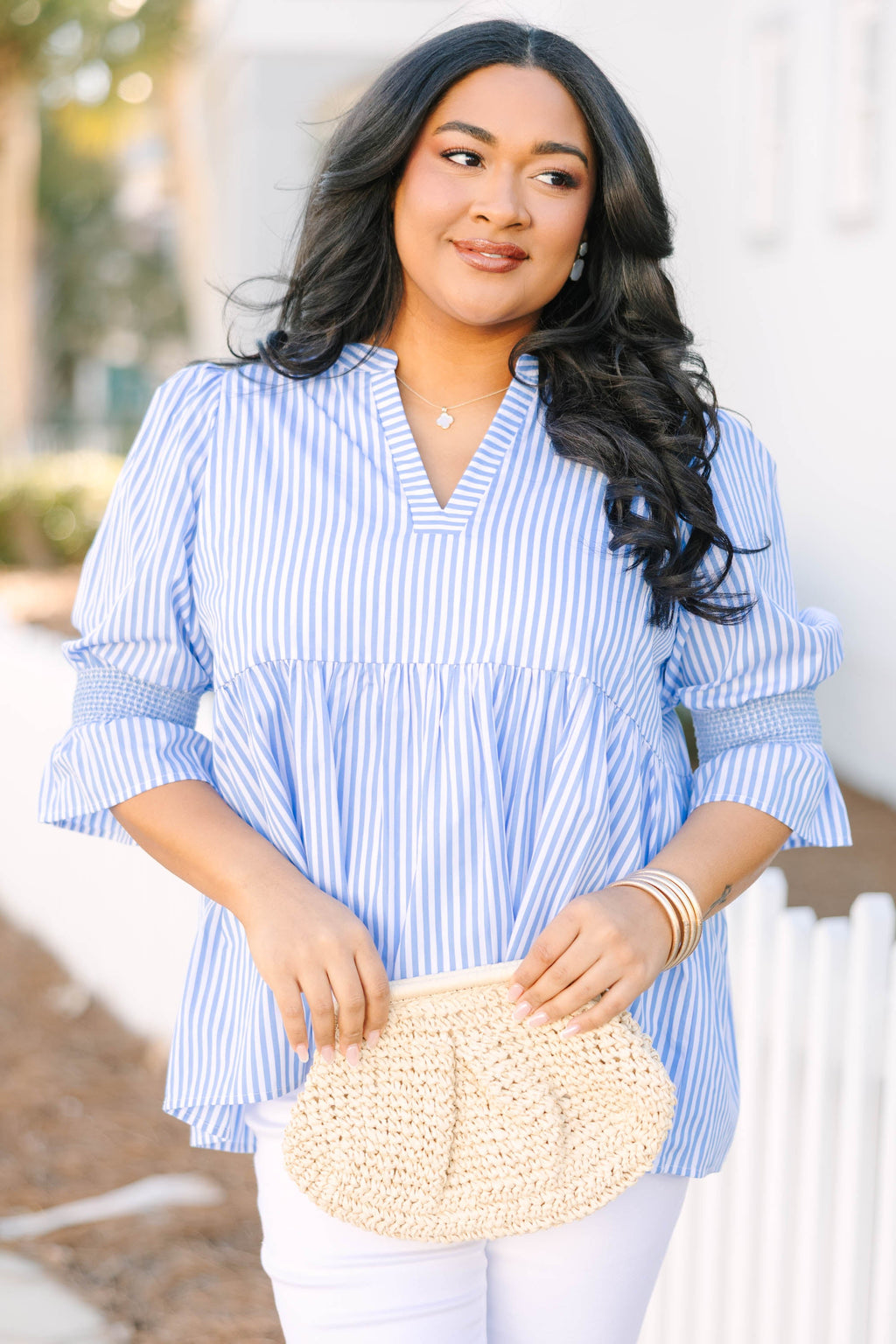 Sweet Horizon Top, Blue Stripe