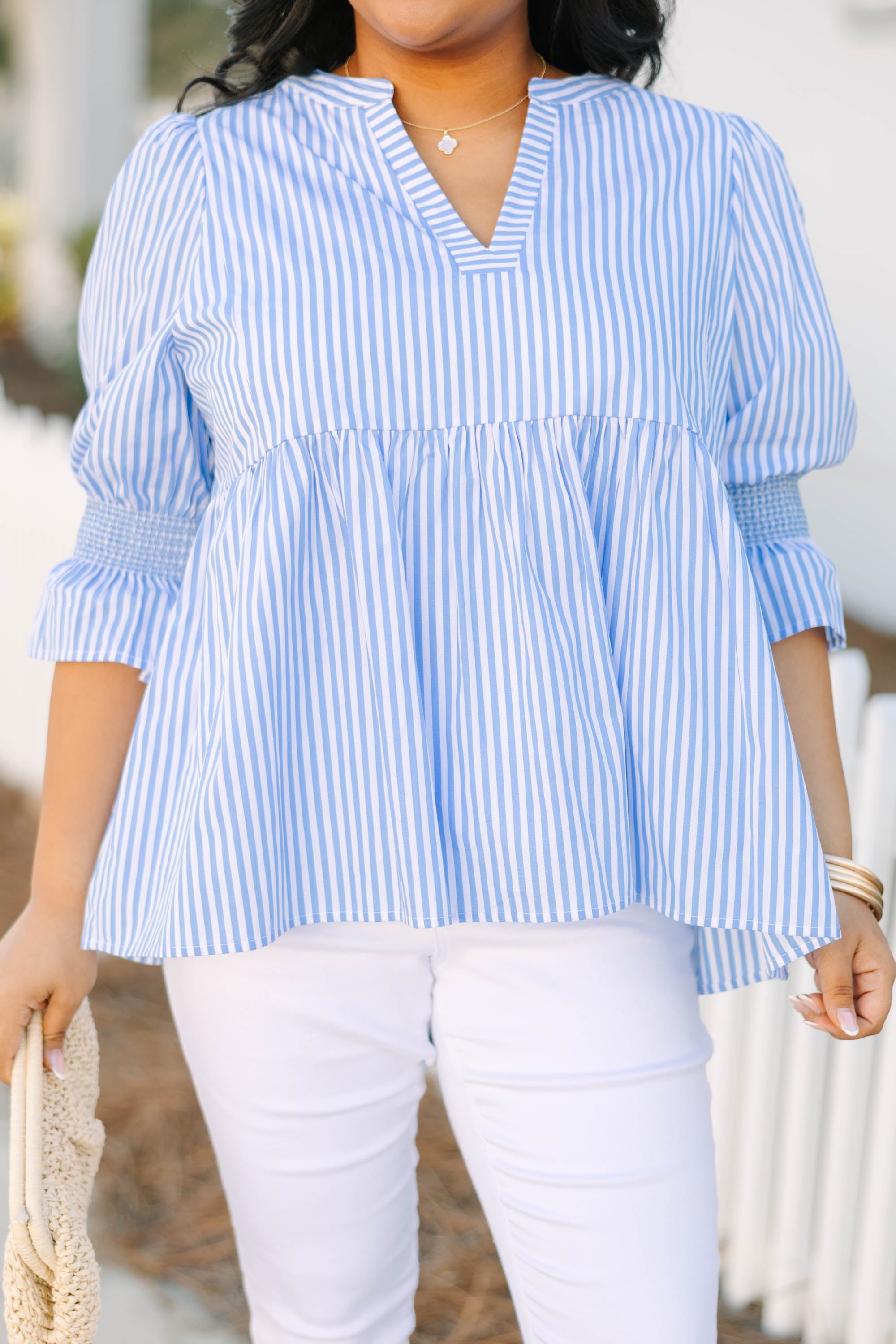Sweet Horizon Top, Blue Stripe