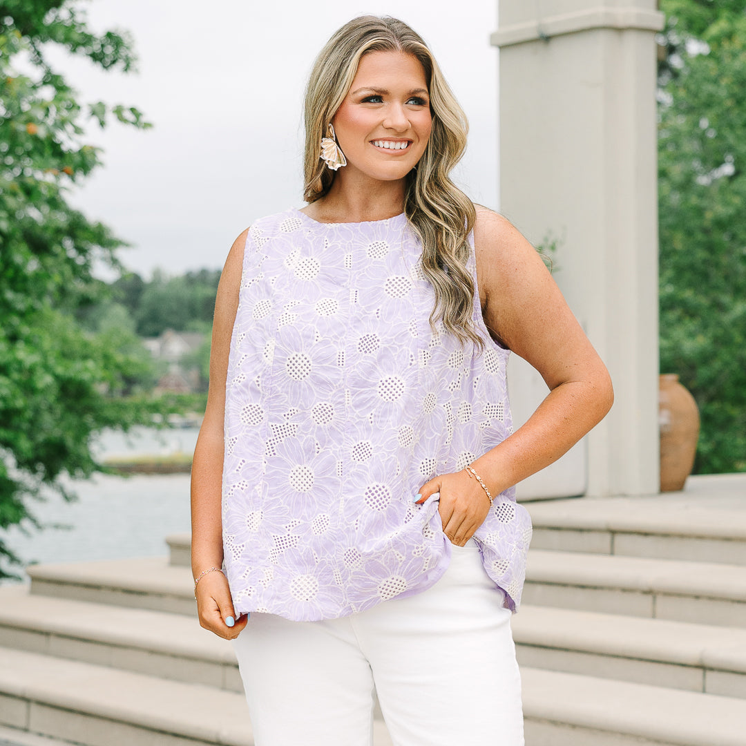 Sweet Perfections Tank, Lavender Eyelet