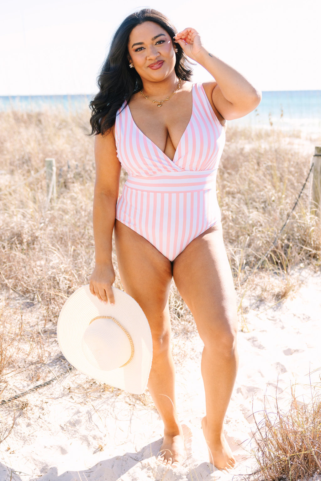Sweet Stripes Swimsuit, Pink