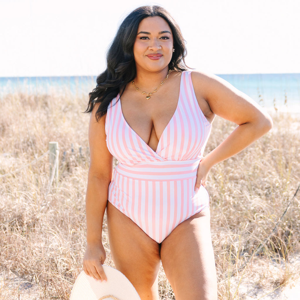 Sweet Stripes Swimsuit, Pink