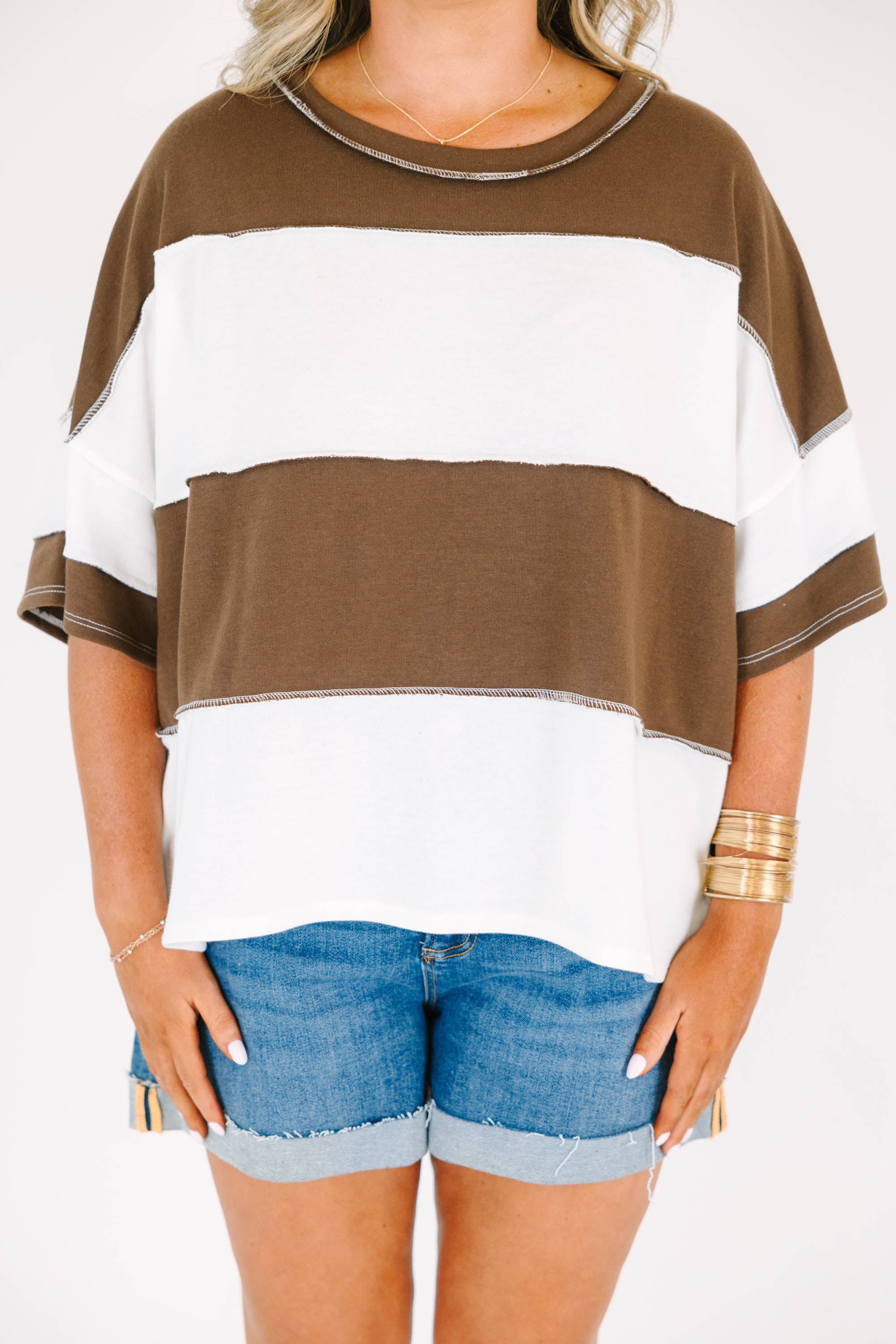 Sweet Stripes Tee, Brown
