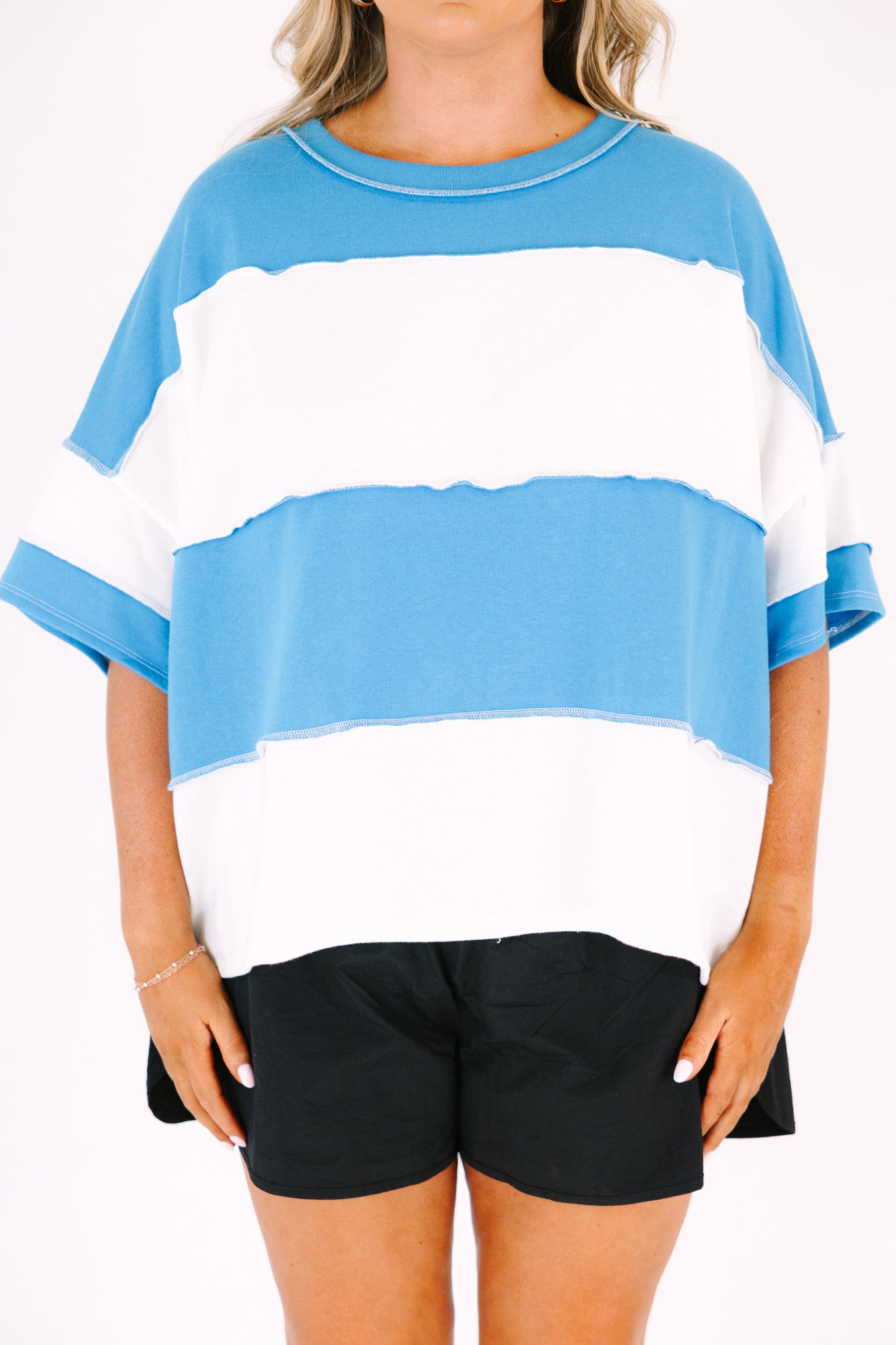 Sweet Stripes Tee, Deep Sky