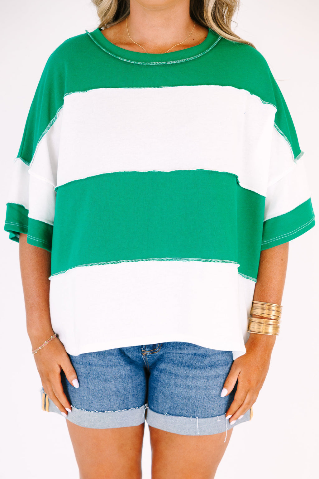 Sweet Stripes Tee, Kelly Green