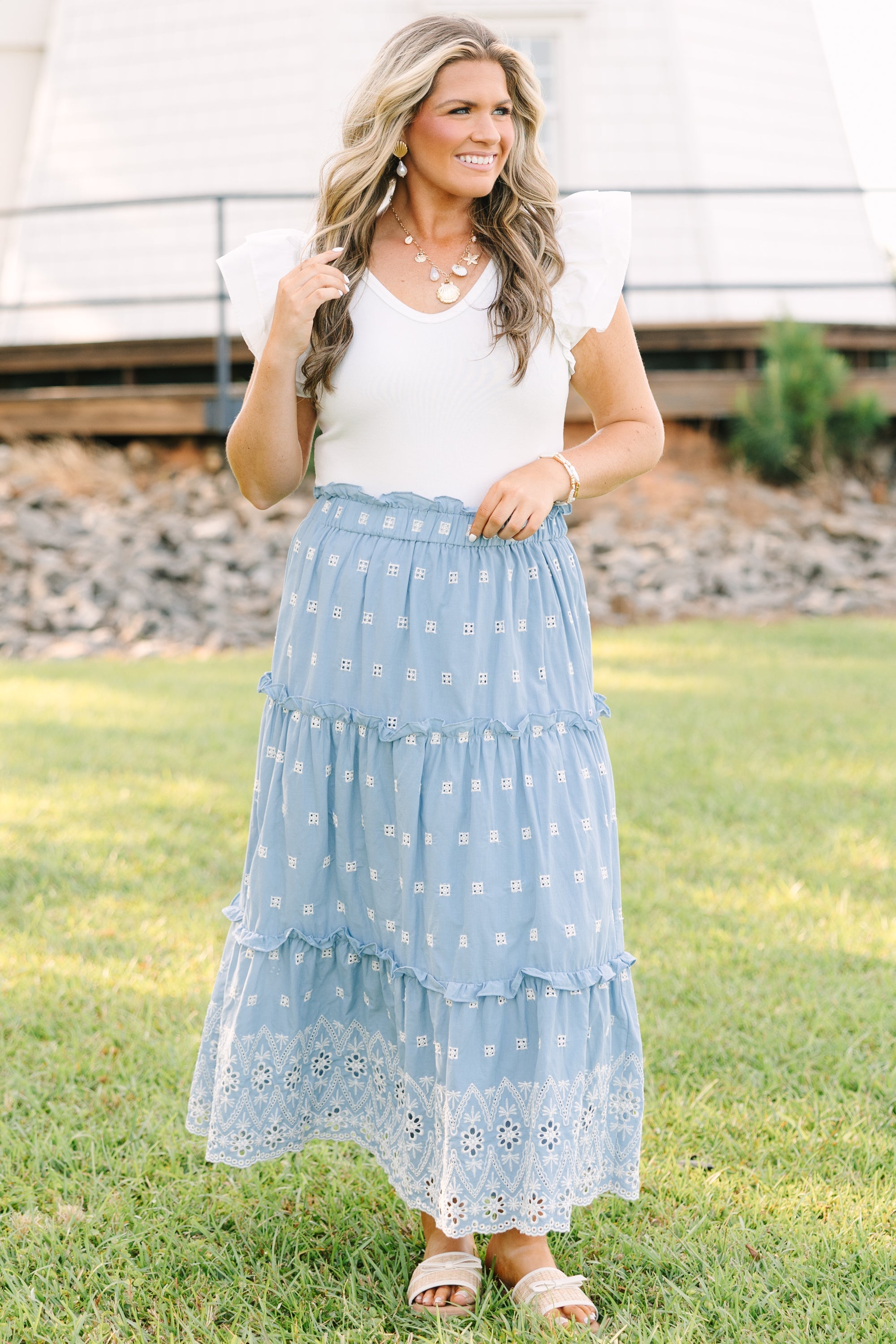 Take A Breath Skirt, Blue