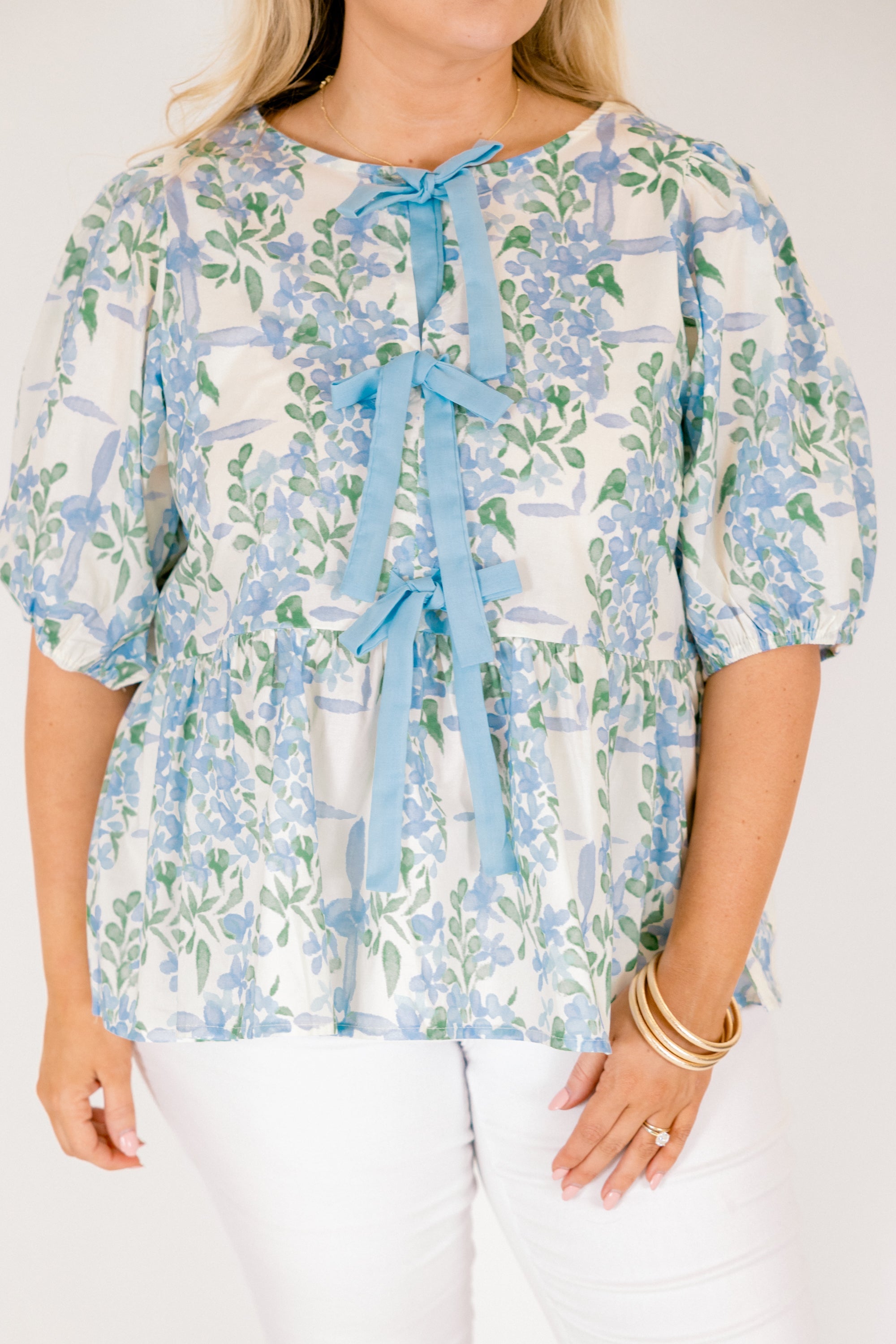 Take It Easy Now Top, Blue Floral