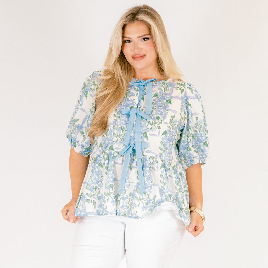 Take It Easy Now Top, Blue Floral