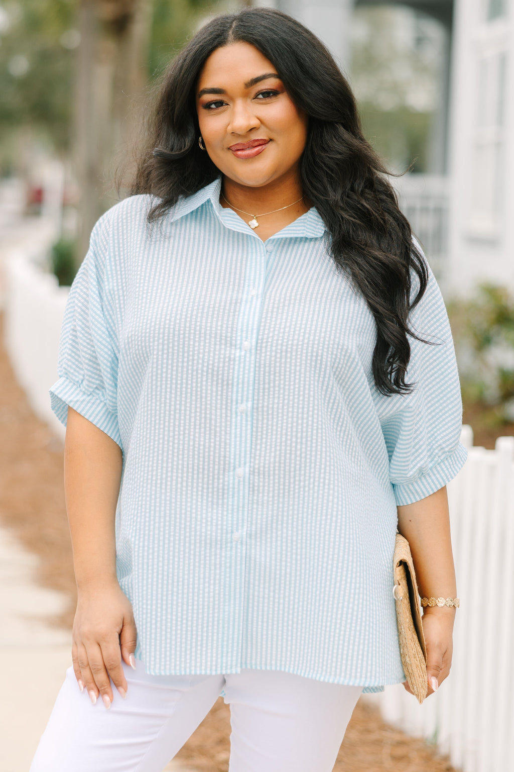 Tangsi Top, Teal Stripe