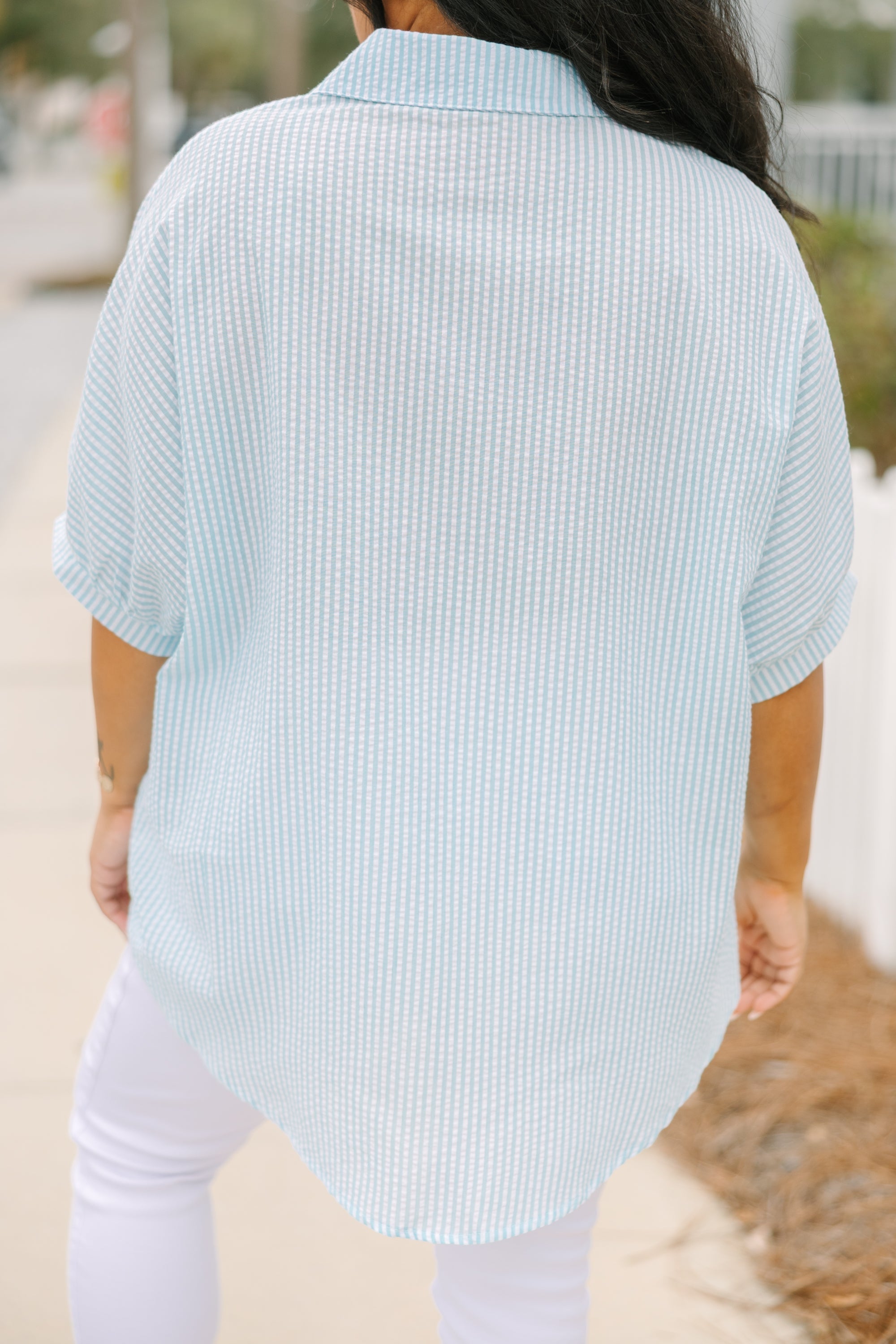 Tangsi Top, Teal Stripe