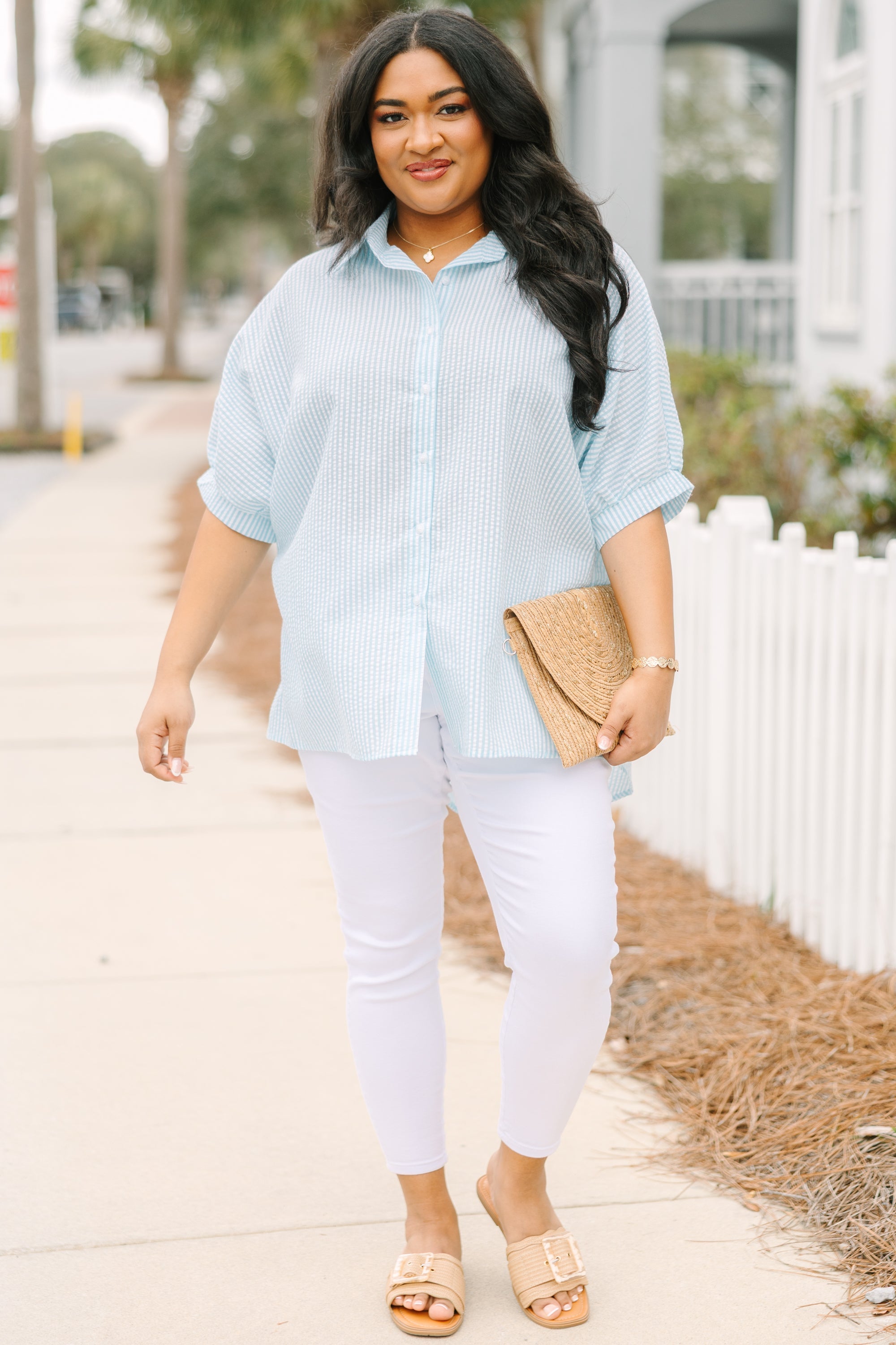 Tangsi Top, Teal Stripe