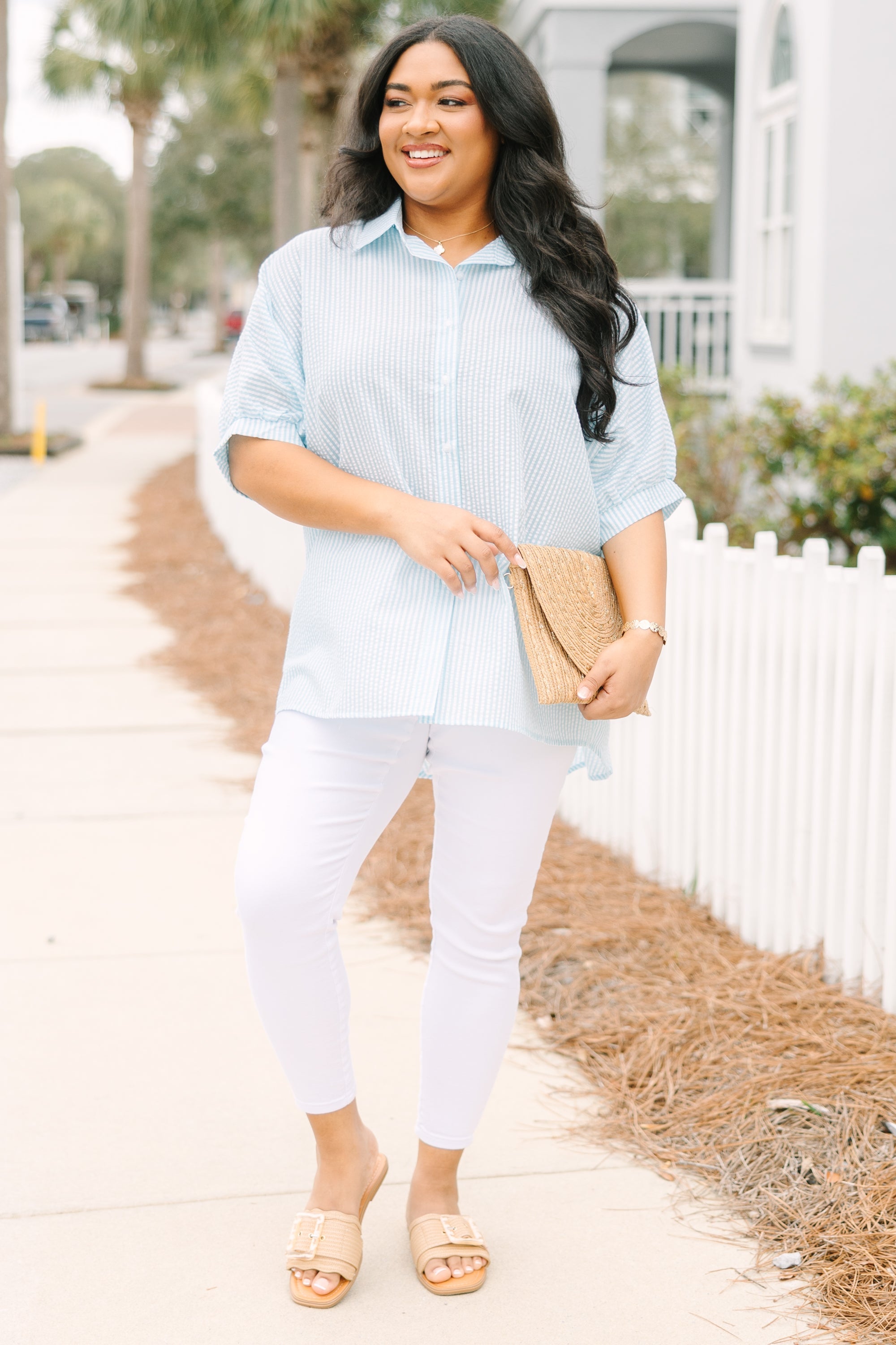 Tangsi Top, Teal Stripe