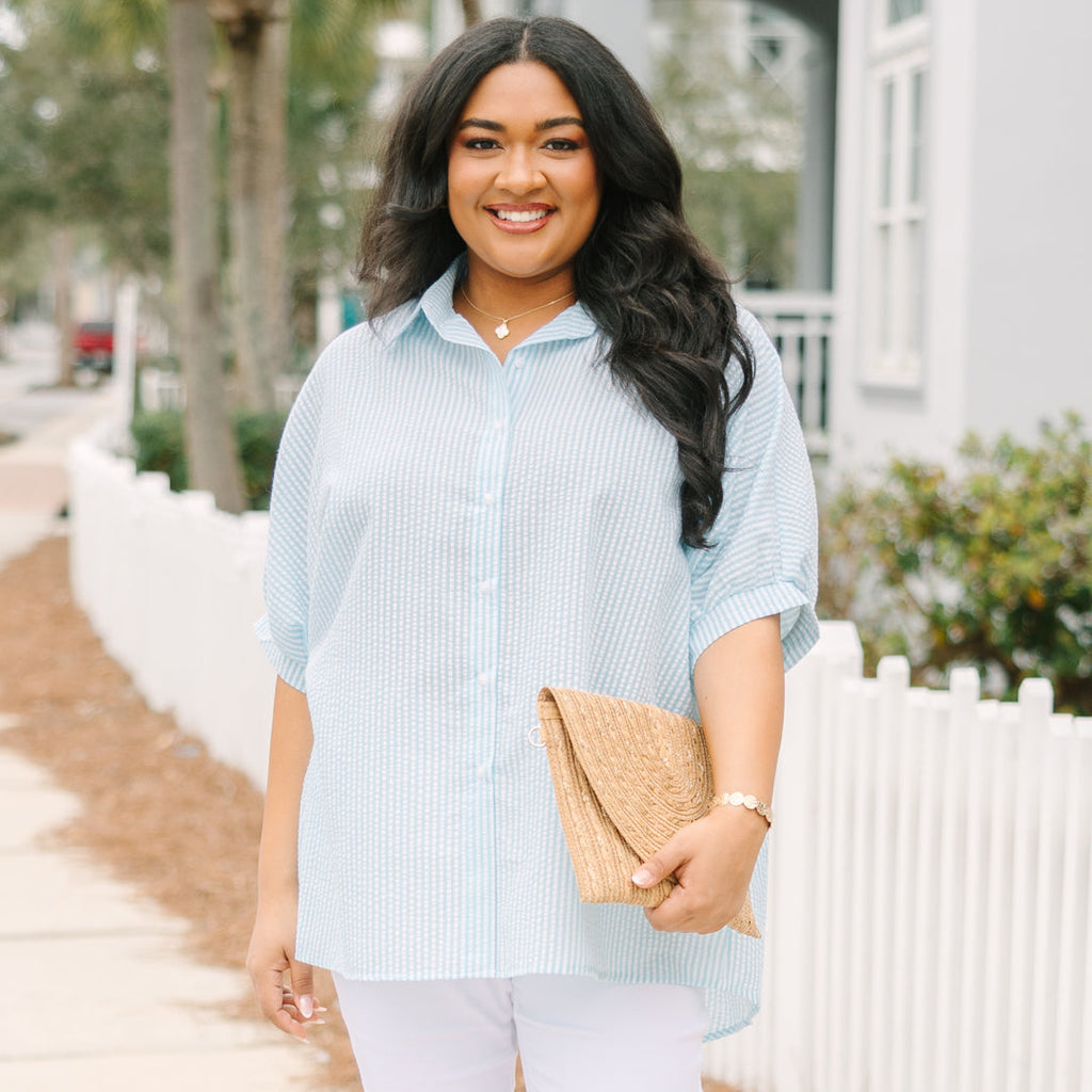 Tangsi Top, Teal Stripe