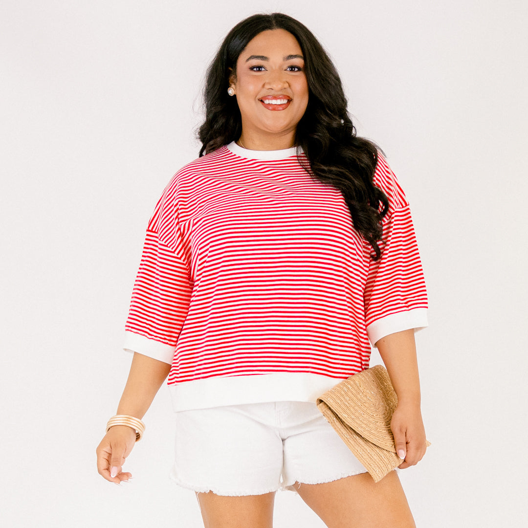The Classic Coastline Top, Ruby Red