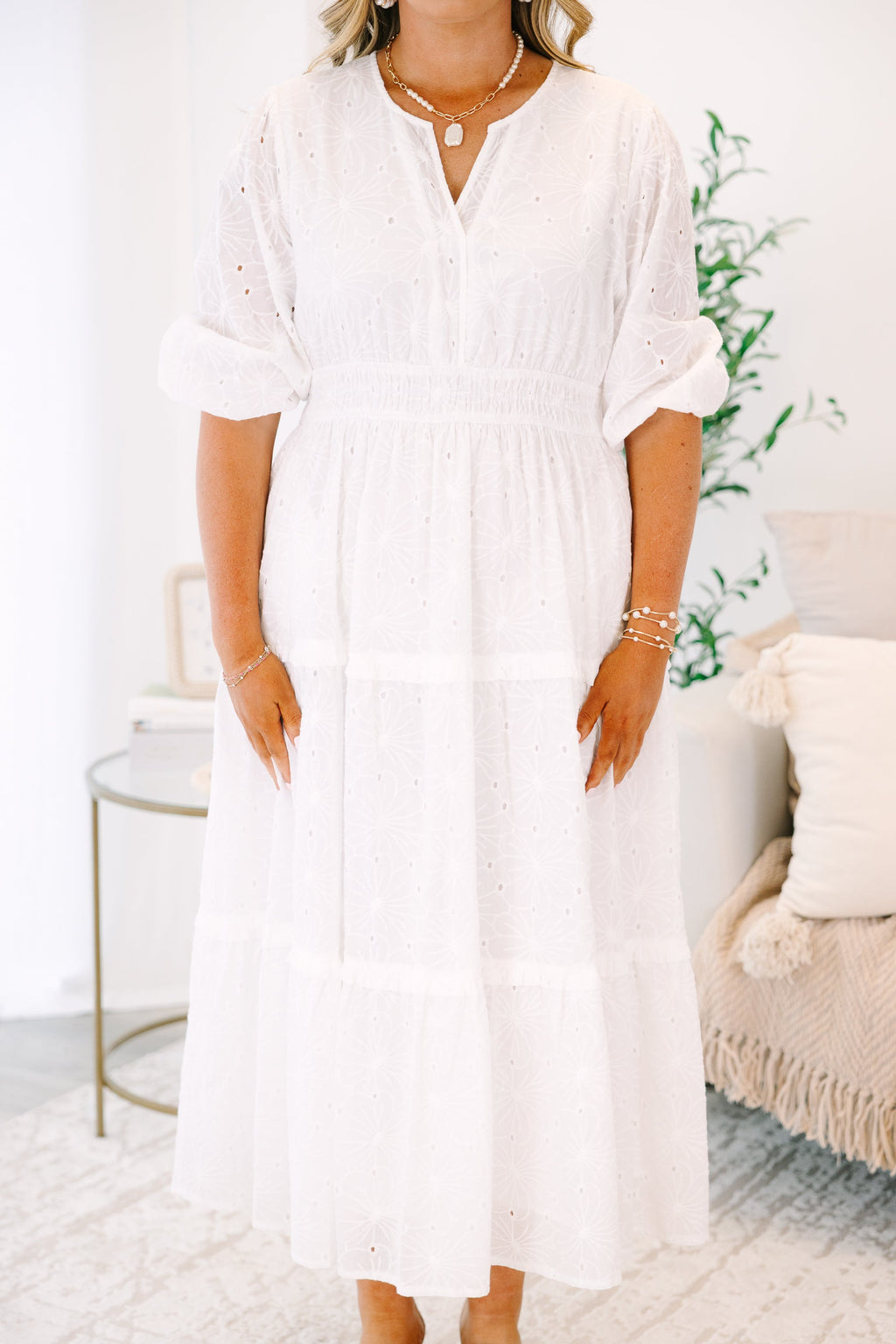 The Clear Choice Dress, White Embroidery