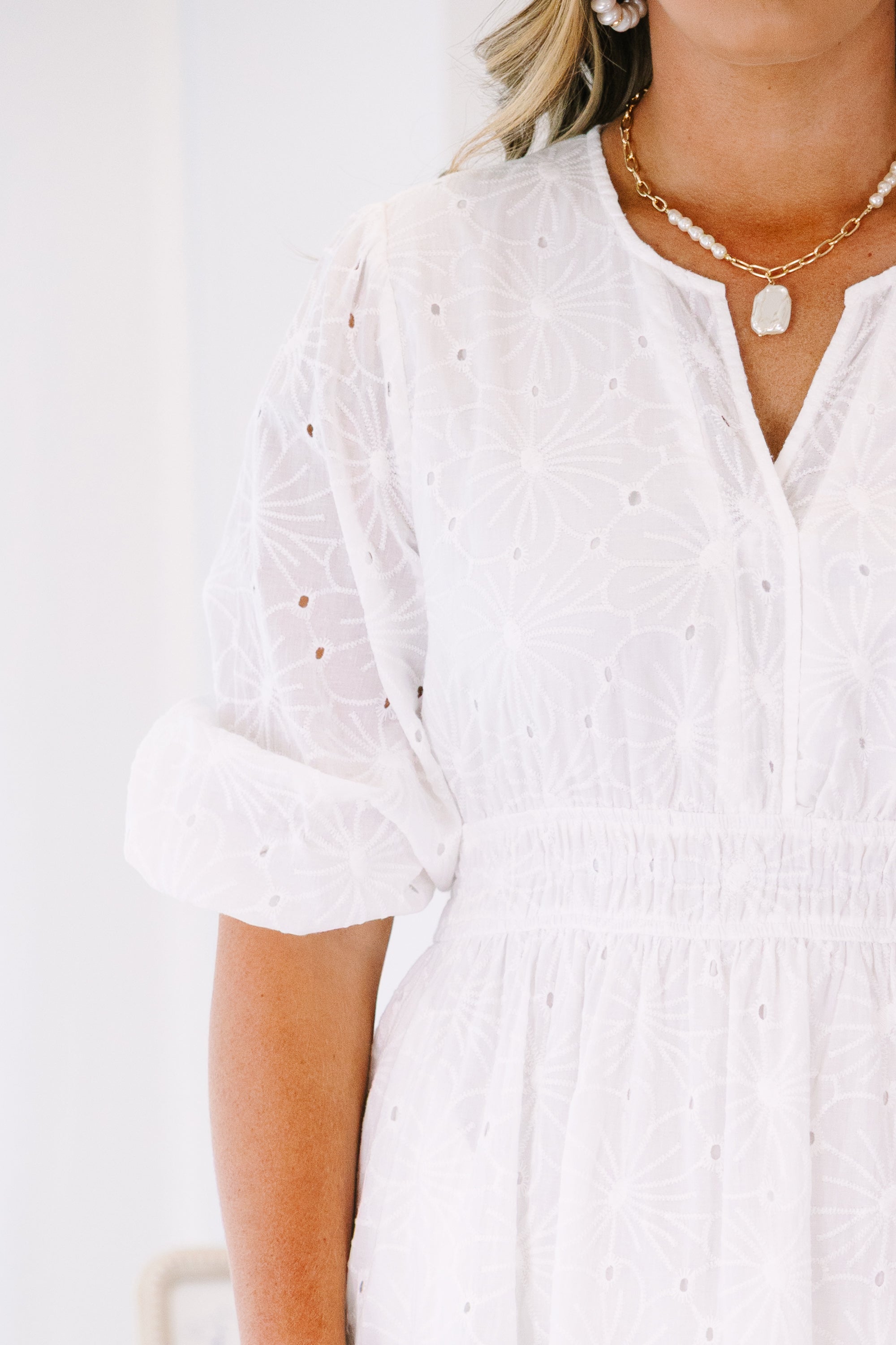 The Clear Choice Dress, White Embroidery
