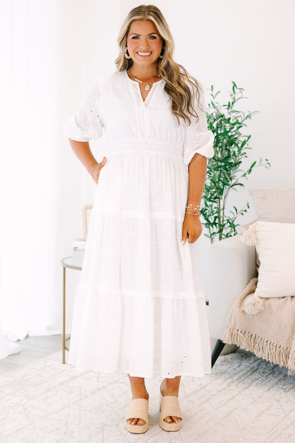 The Clear Choice Dress, White Embroidery