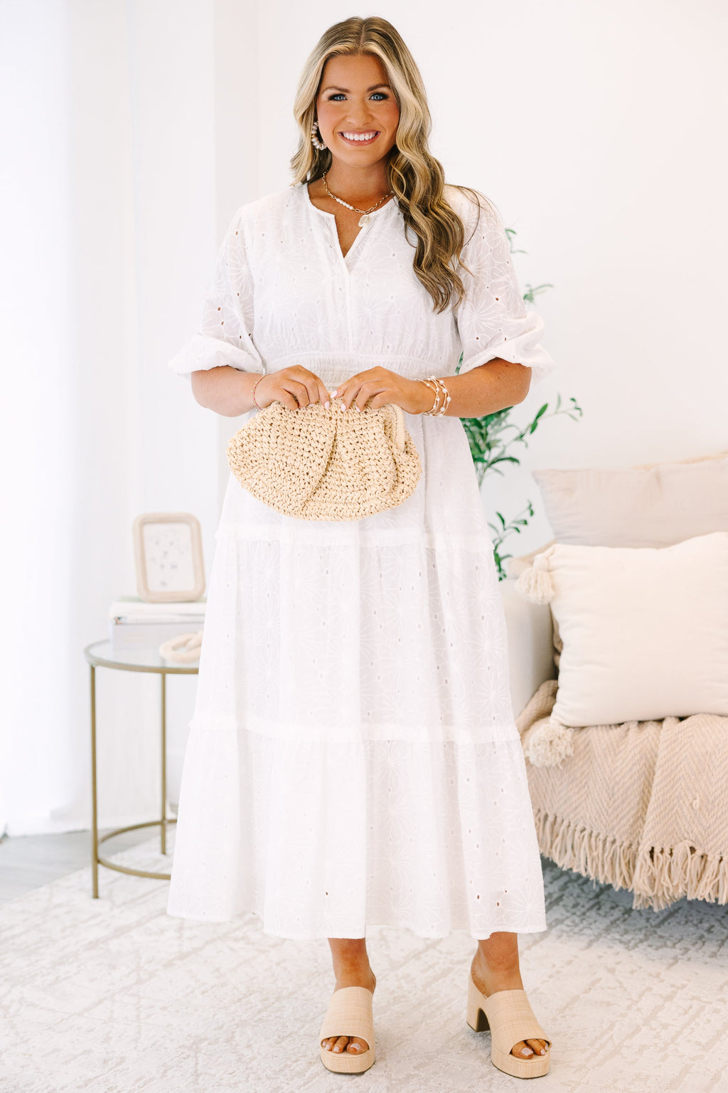 The Clear Choice Dress, White Embroidery