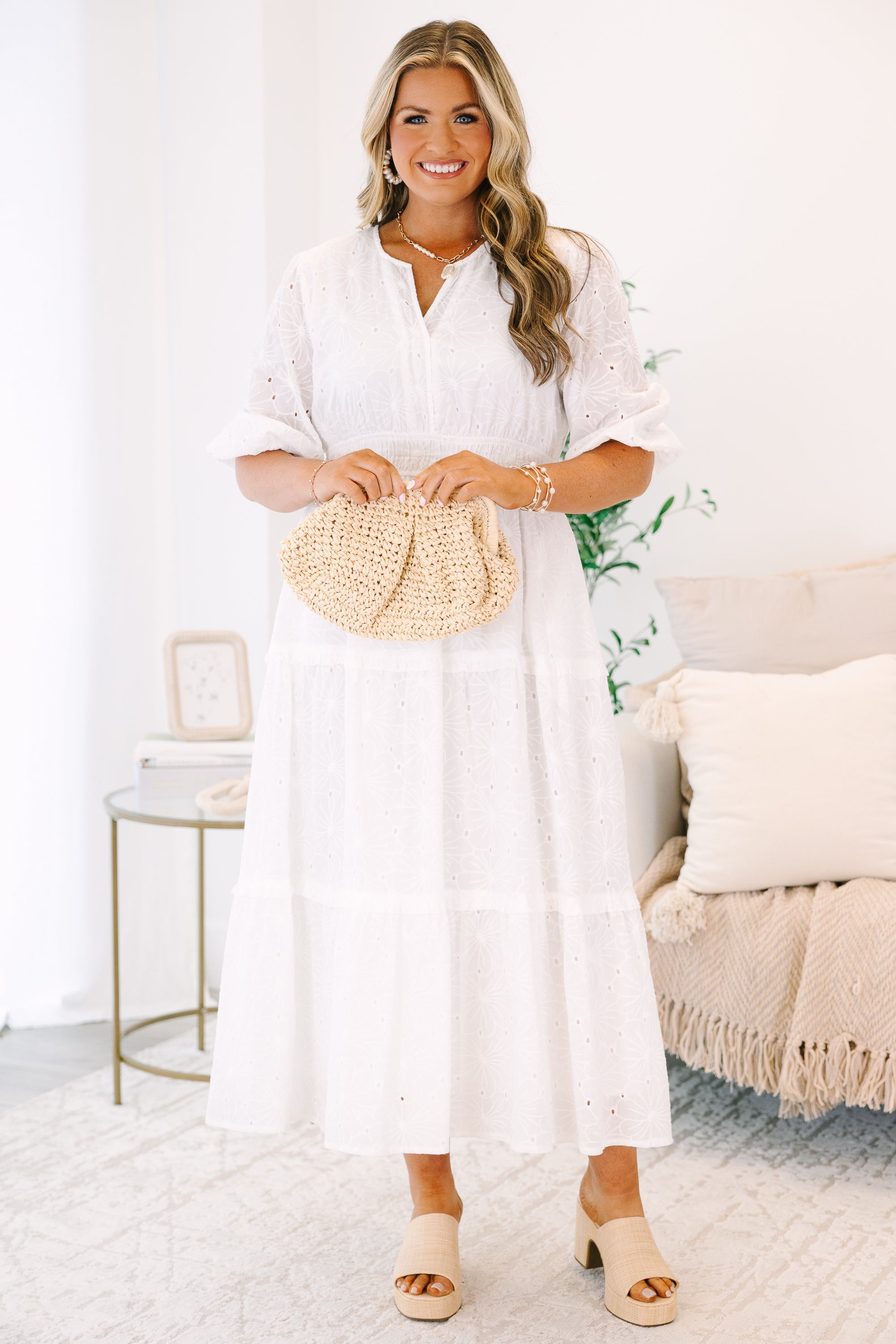 The Clear Choice Dress, White Embroidery