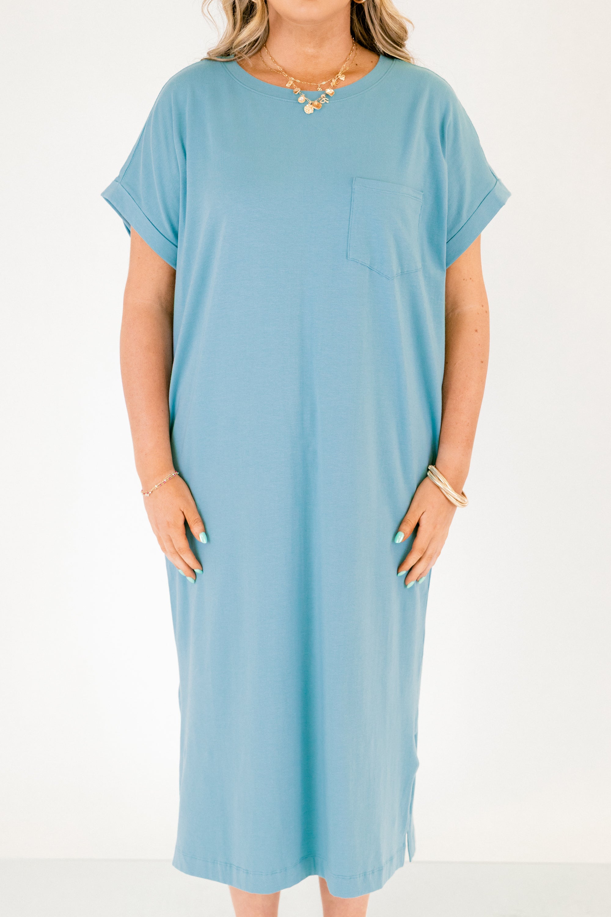The Done Deal Dress, Dusty Teal