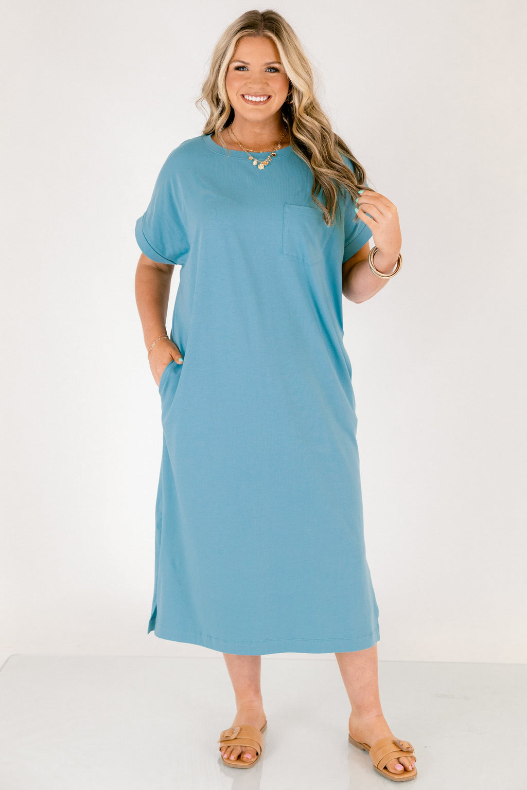 The Done Deal Dress, Dusty Teal