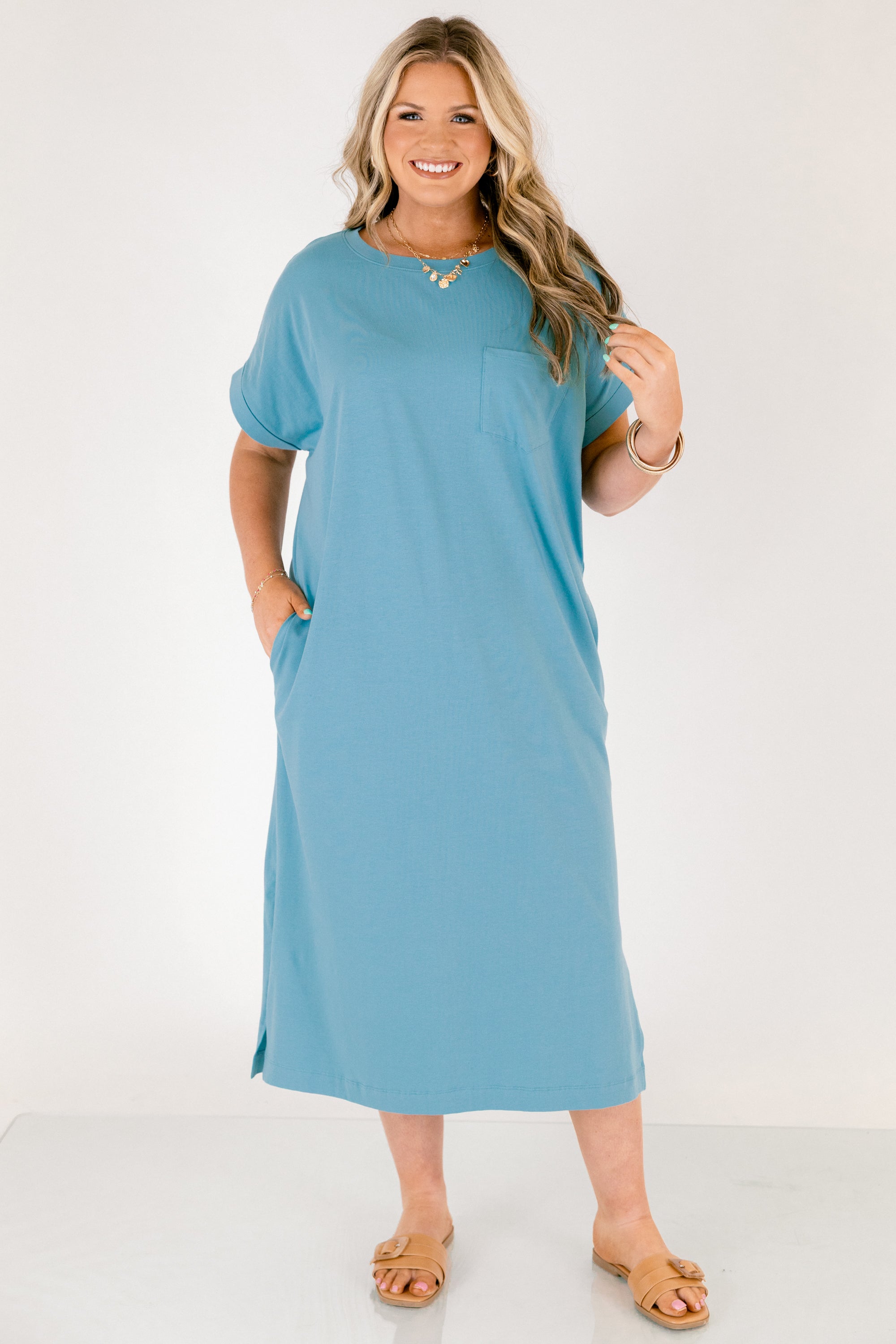 The Done Deal Dress, Dusty Teal