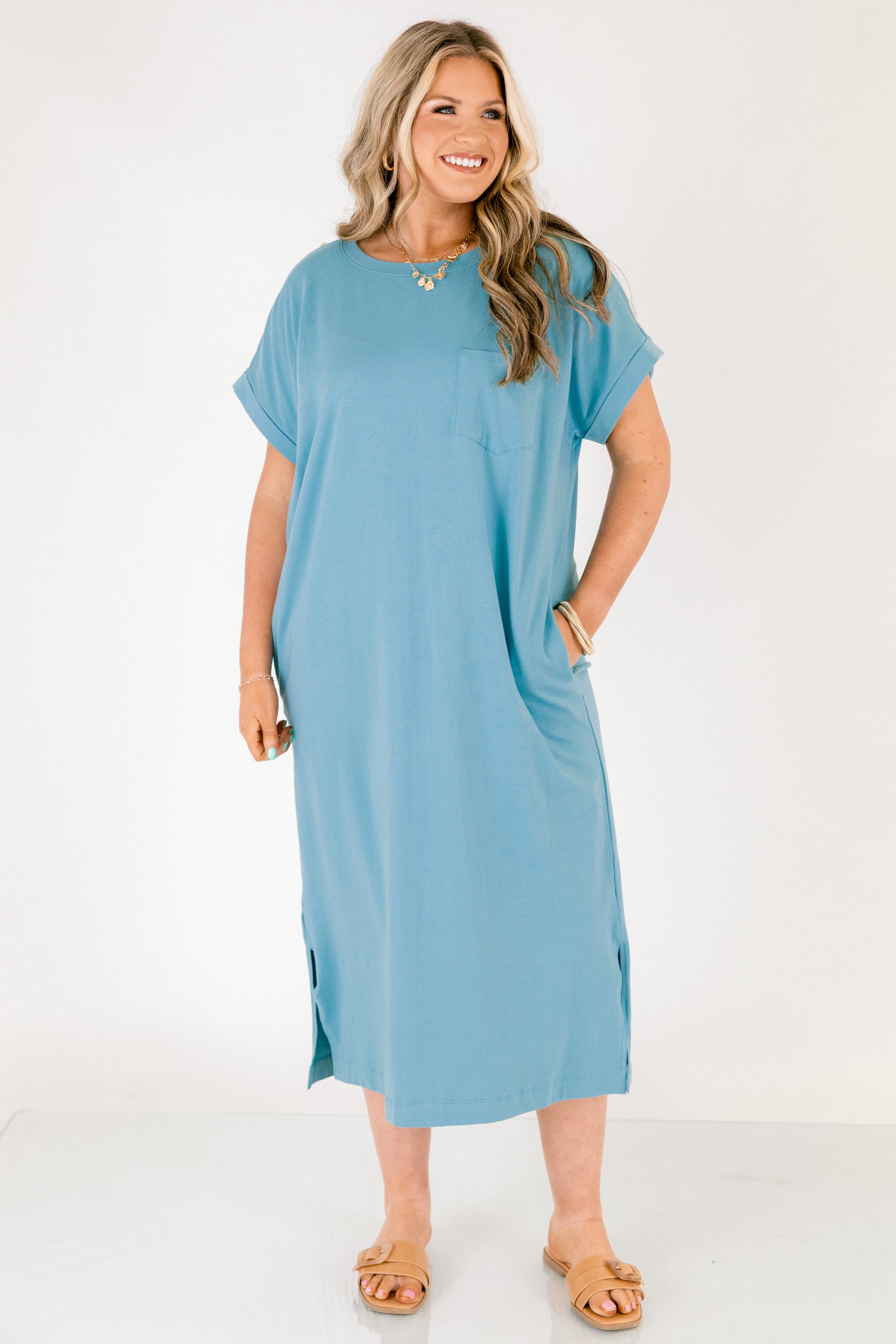 The Done Deal Dress, Dusty Teal