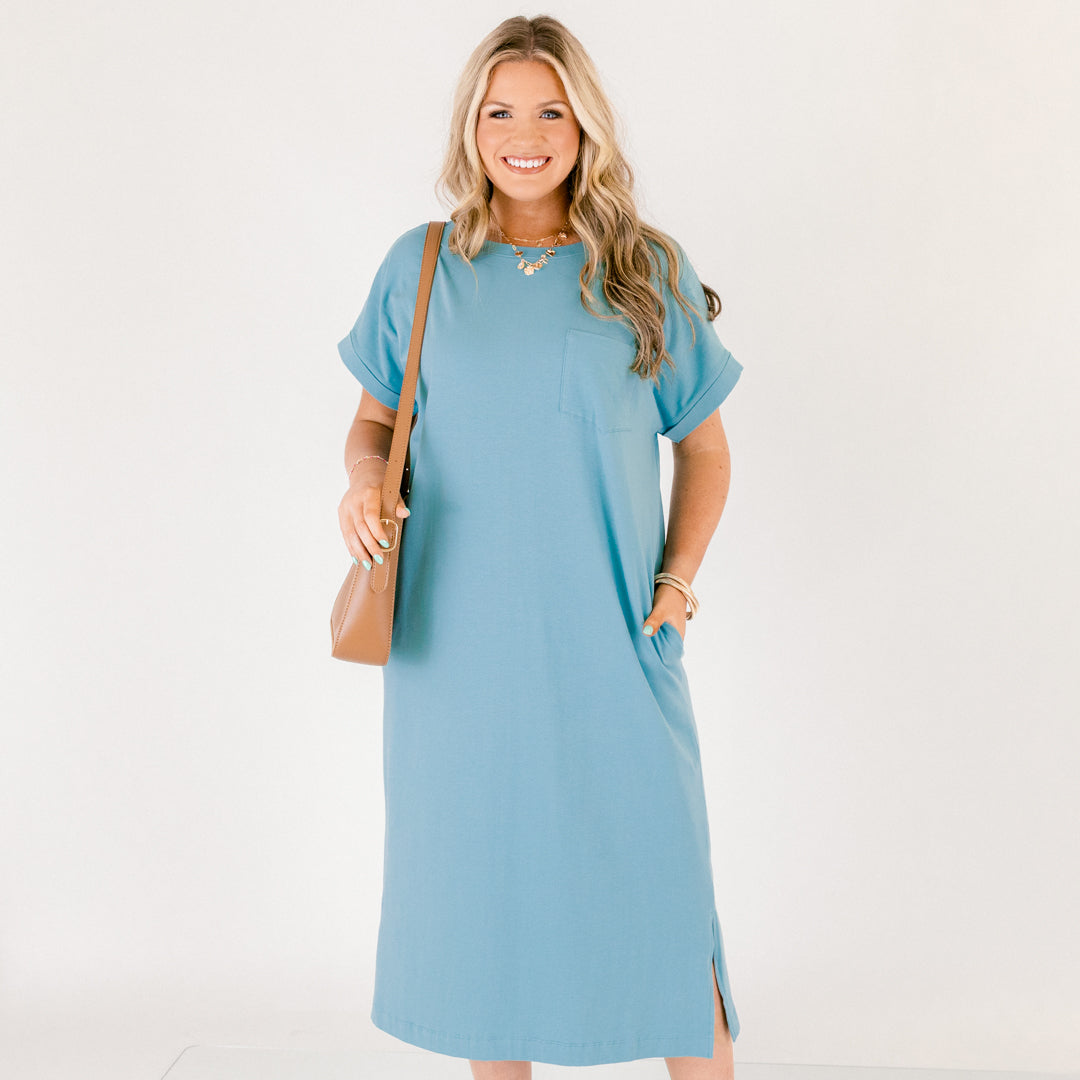 The Done Deal Dress, Dusty Teal