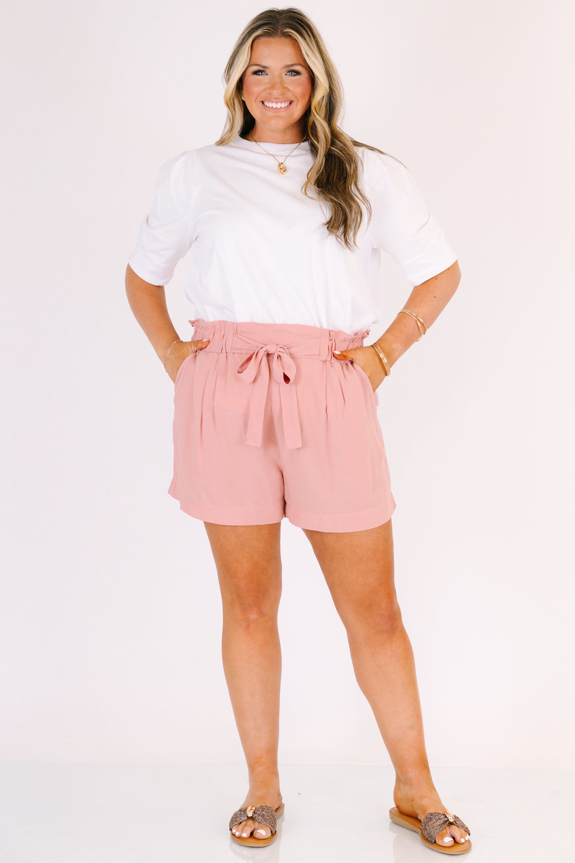 The Effortless Tie Shorts, Mauve