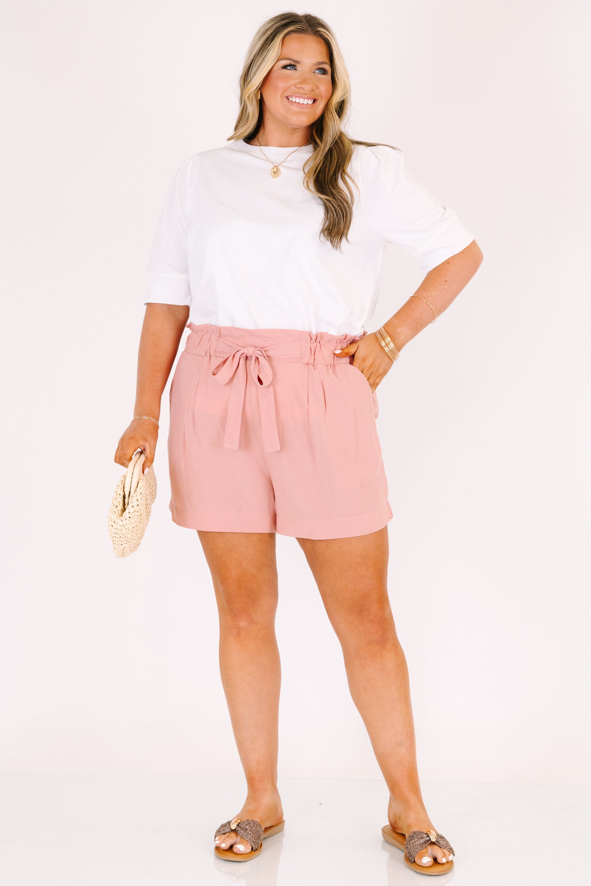 The Effortless Tie Shorts, Mauve