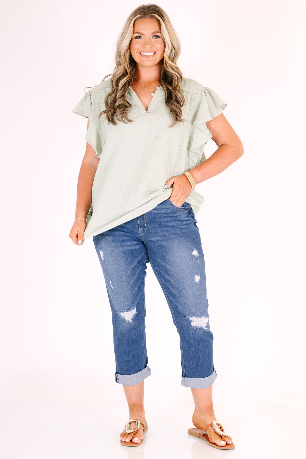 The Good Things Capris, Medium Wash