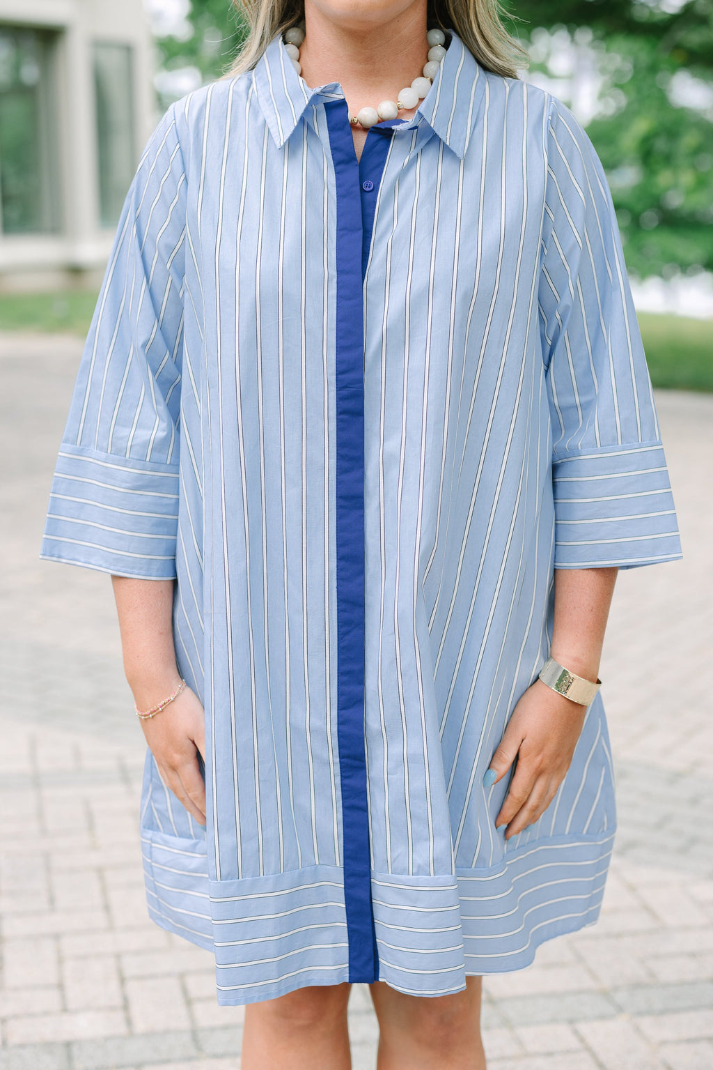 The Right Impression Dress, Blue Stripe
