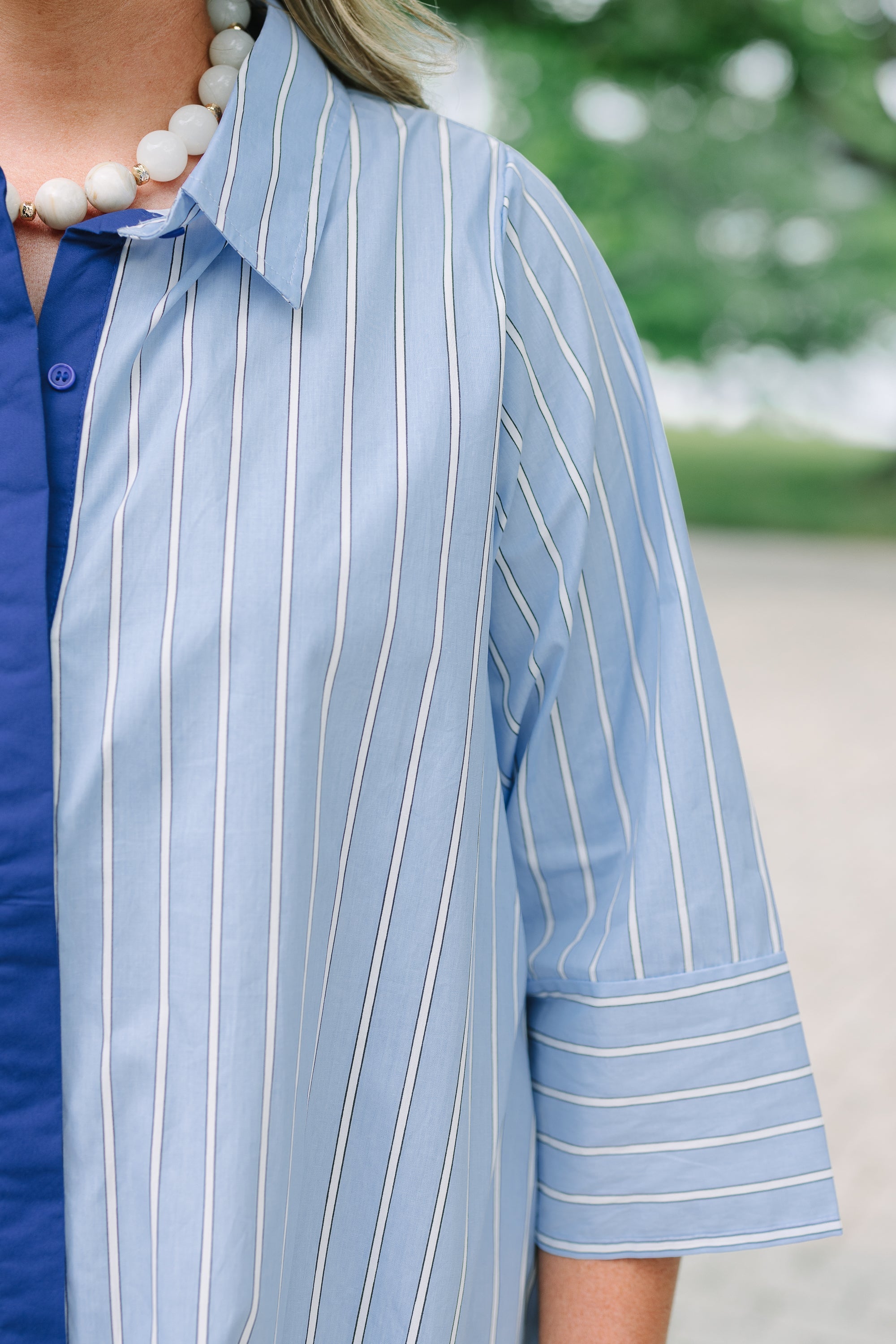 The Right Impression Dress, Blue Stripe