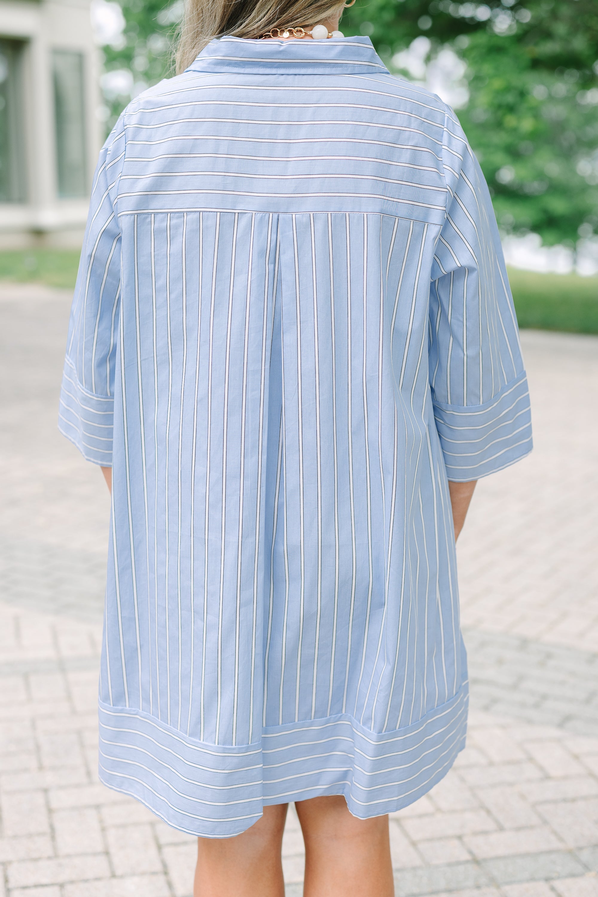 The Right Impression Dress, Blue Stripe