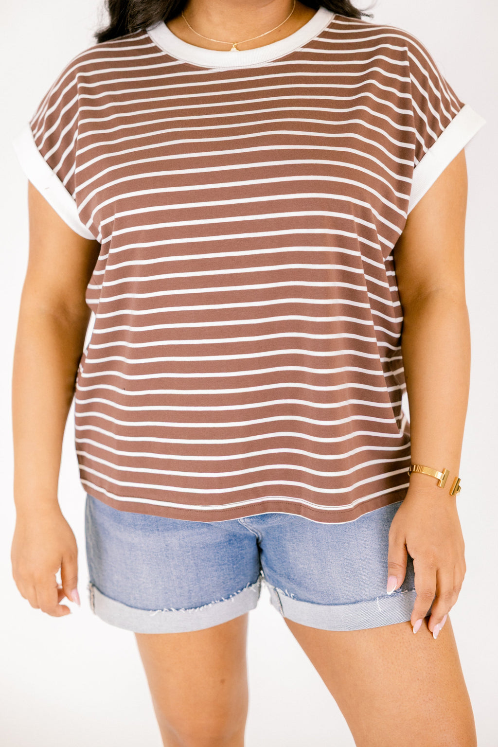 The Savannah Stroll Striped Tee, Brown