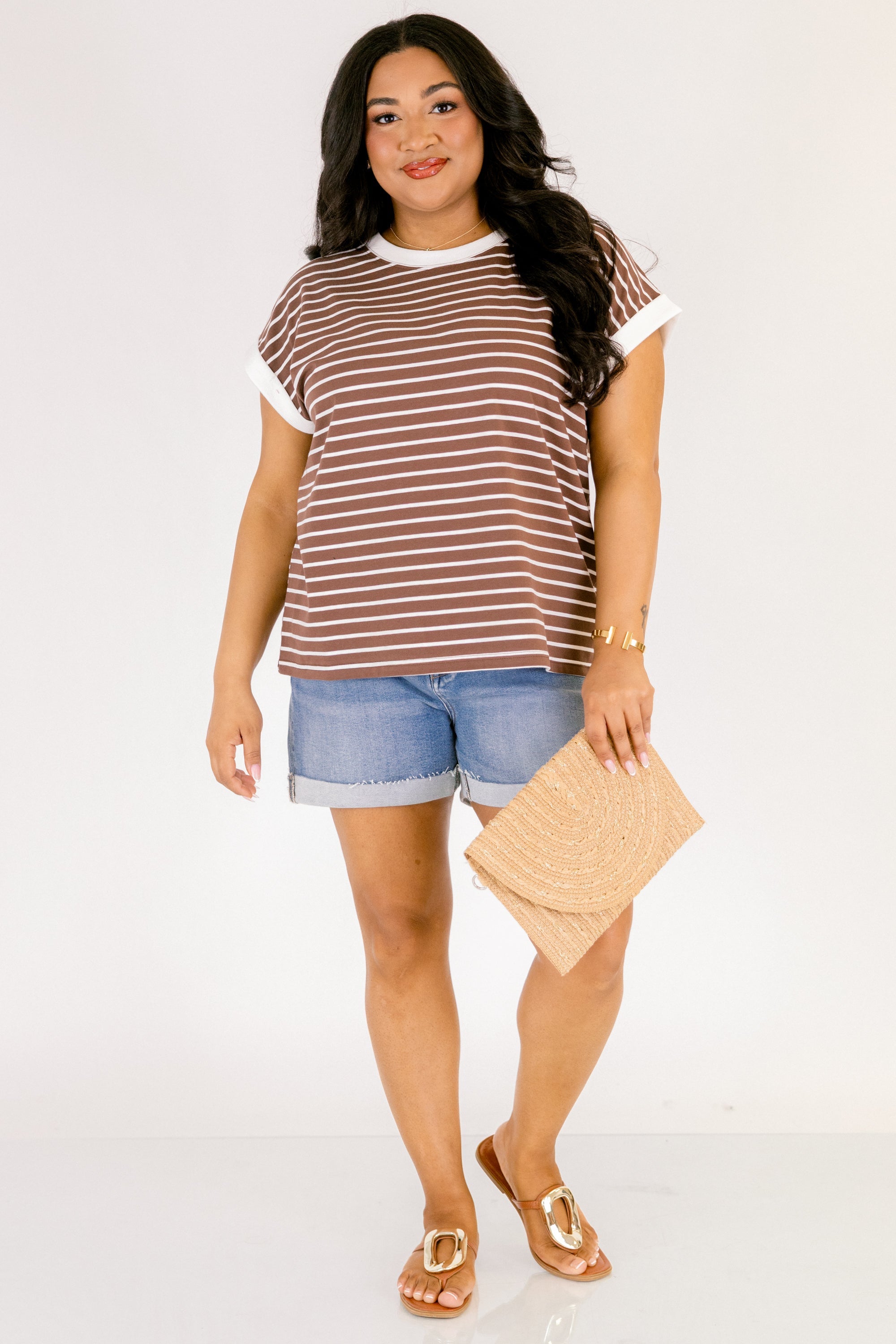 The Savannah Stroll Striped Tee, Brown
