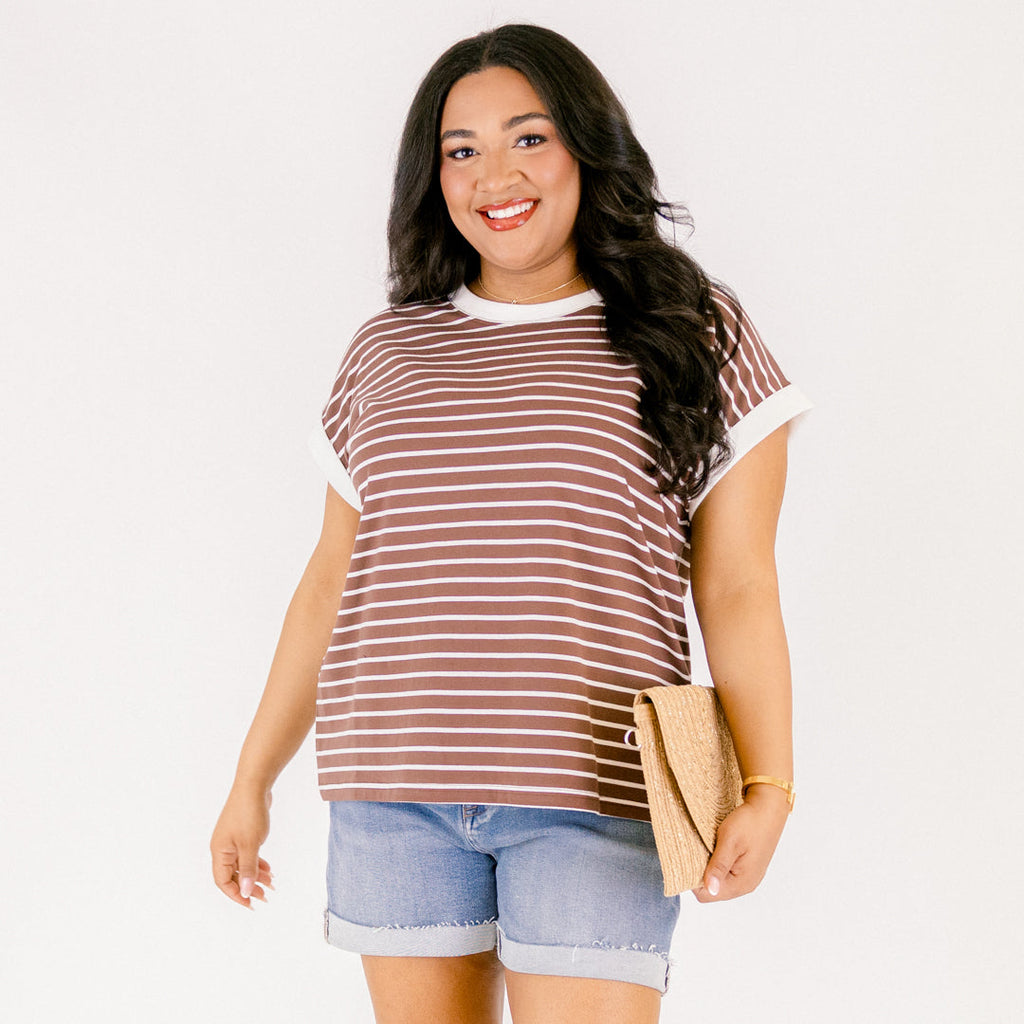 The Savannah Stroll Striped Tee, Brown